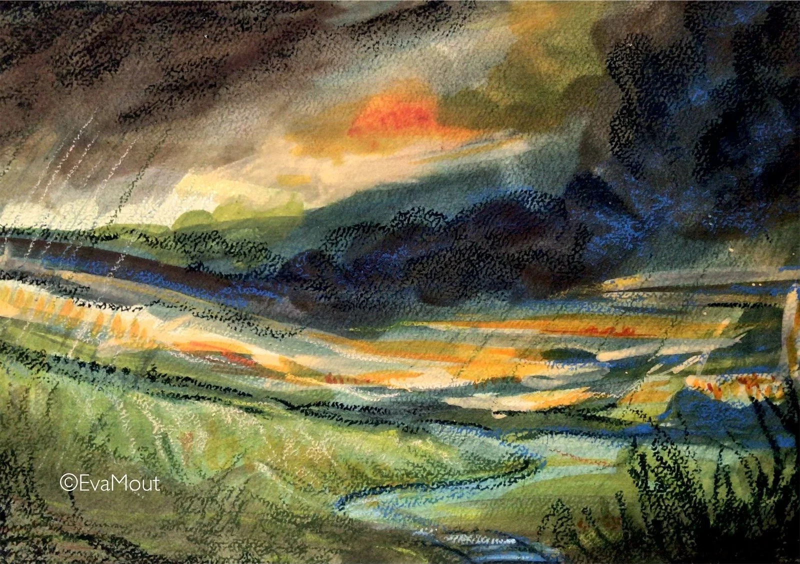 ‘The Walk Home’, ink and crayon on paper, A4, €320