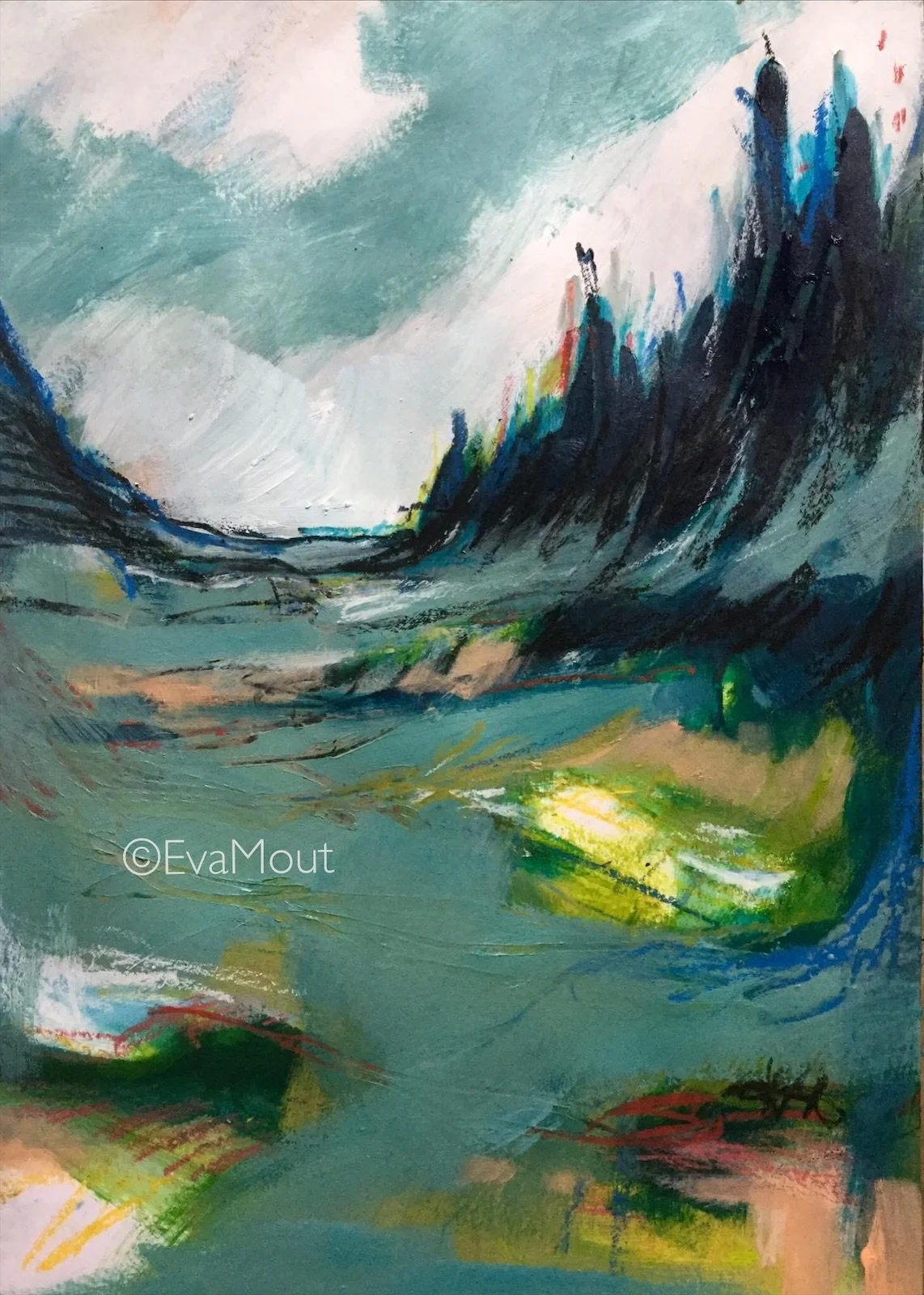 ‘Recovery Road’, acrylics and crayon on paper, A3, €380