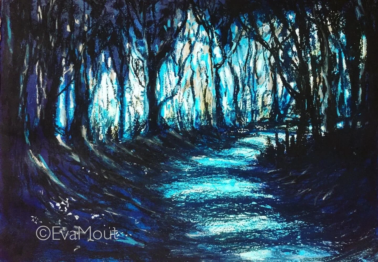 ‘Evening Walk’, acrylics and crayon on paper, A3, €350