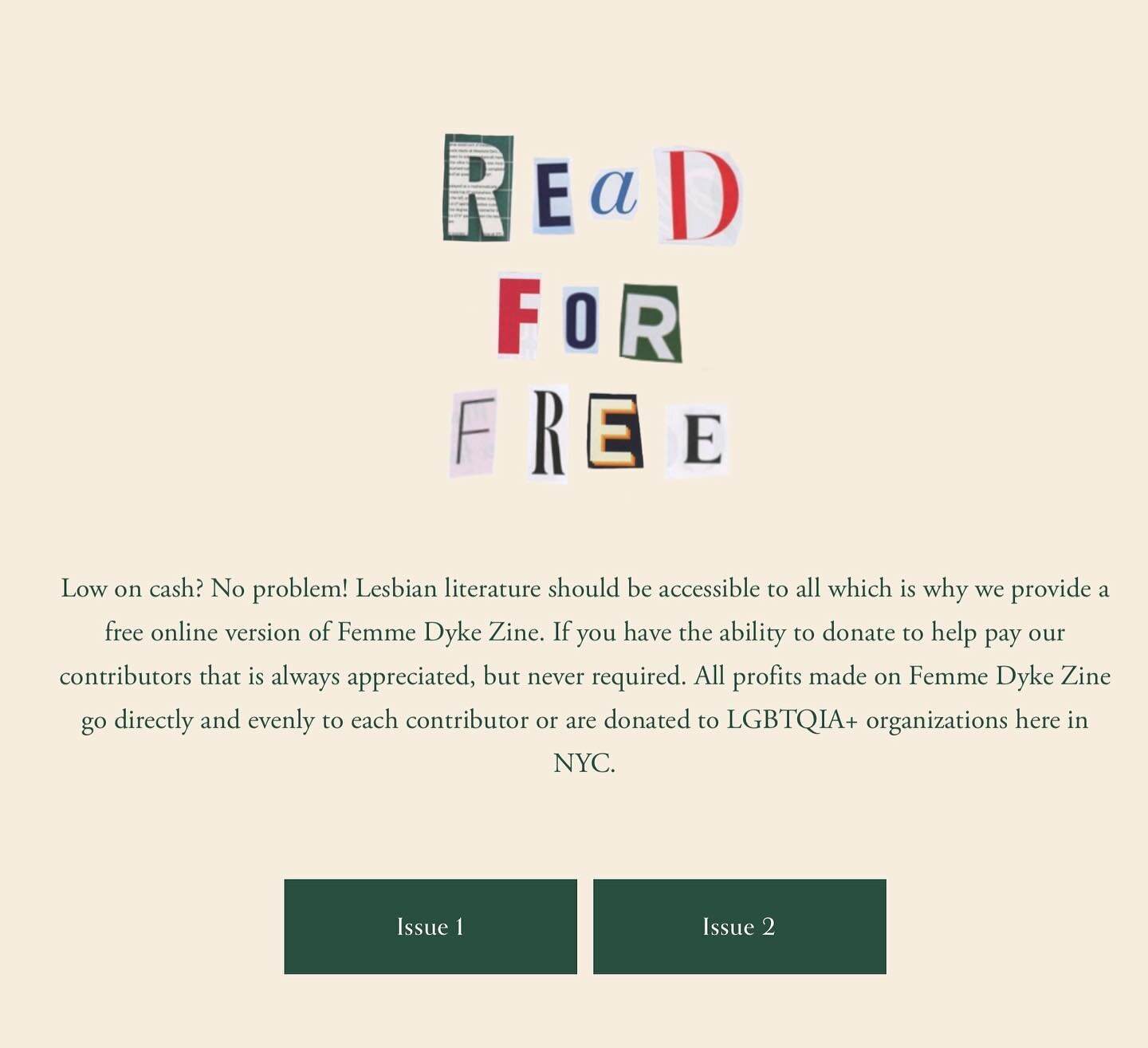 The day is finally here! To read the latest issue of Femme Dyke Zine for free, visit the &ldquo;Read For Free&rdquo; section on the website (Link in bio!) There is also a link on the website to donate if any of you are feeling inclined to do so. An e
