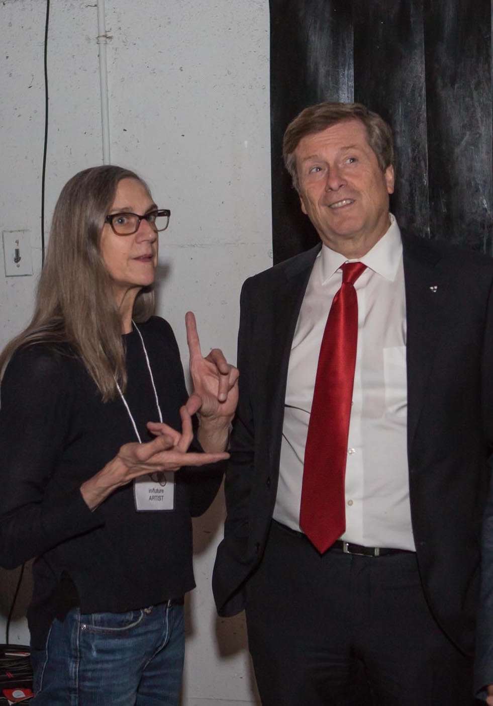 Peggy Baker and Mayor John Tory at in/future. Photo by Andrew Williamson