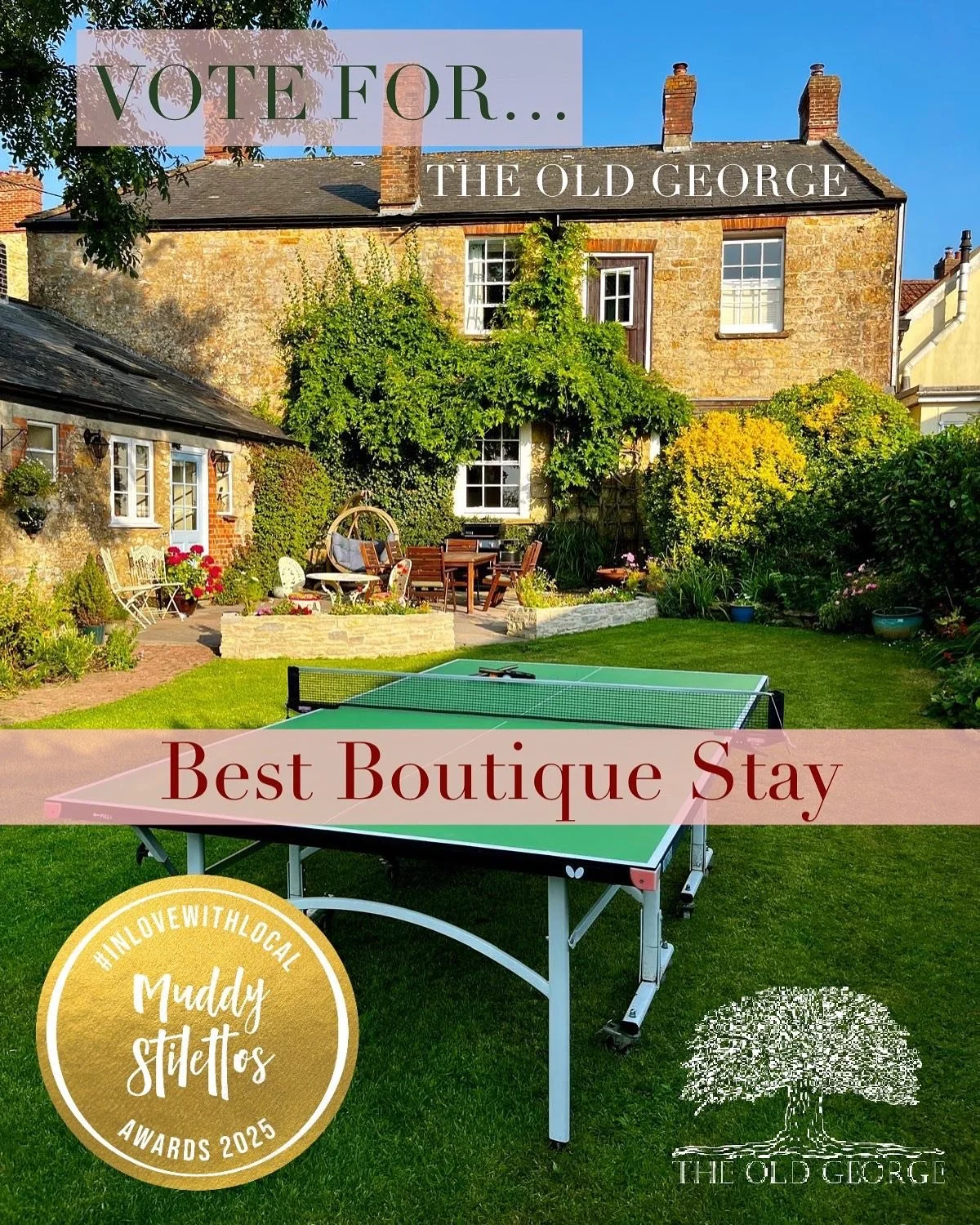 ✨VOTE FOR THE OLD GEORGE ✨ Muddy Stiletto&rsquo;s Awards 2025 👠 

Please use the link in our bio to vote for your favourite independent boutique B&amp;B in the Muddy Stilettos Awards 2025!! 

If you need help with nominating us, swipe to the end for