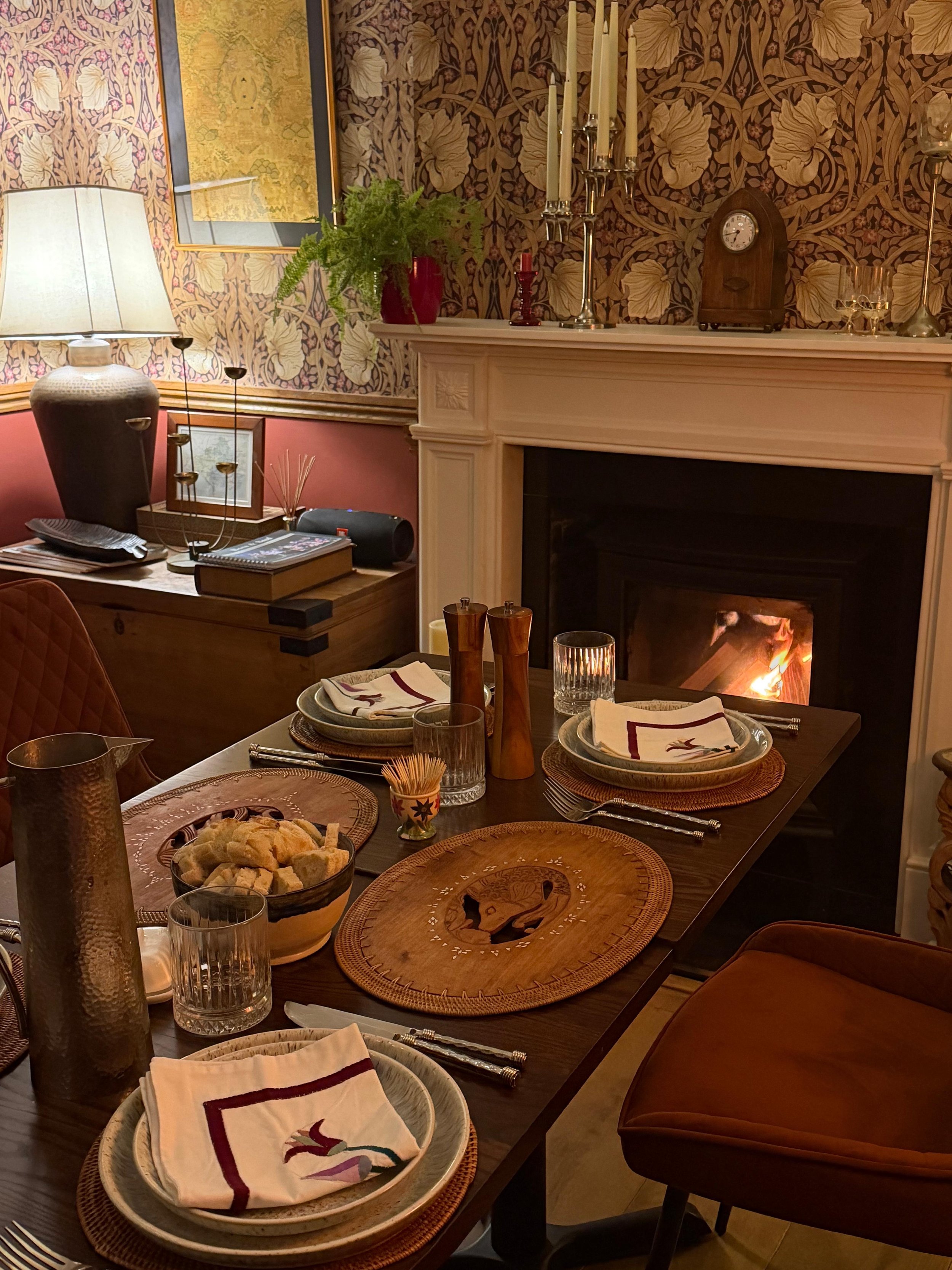 dining room set for dinner