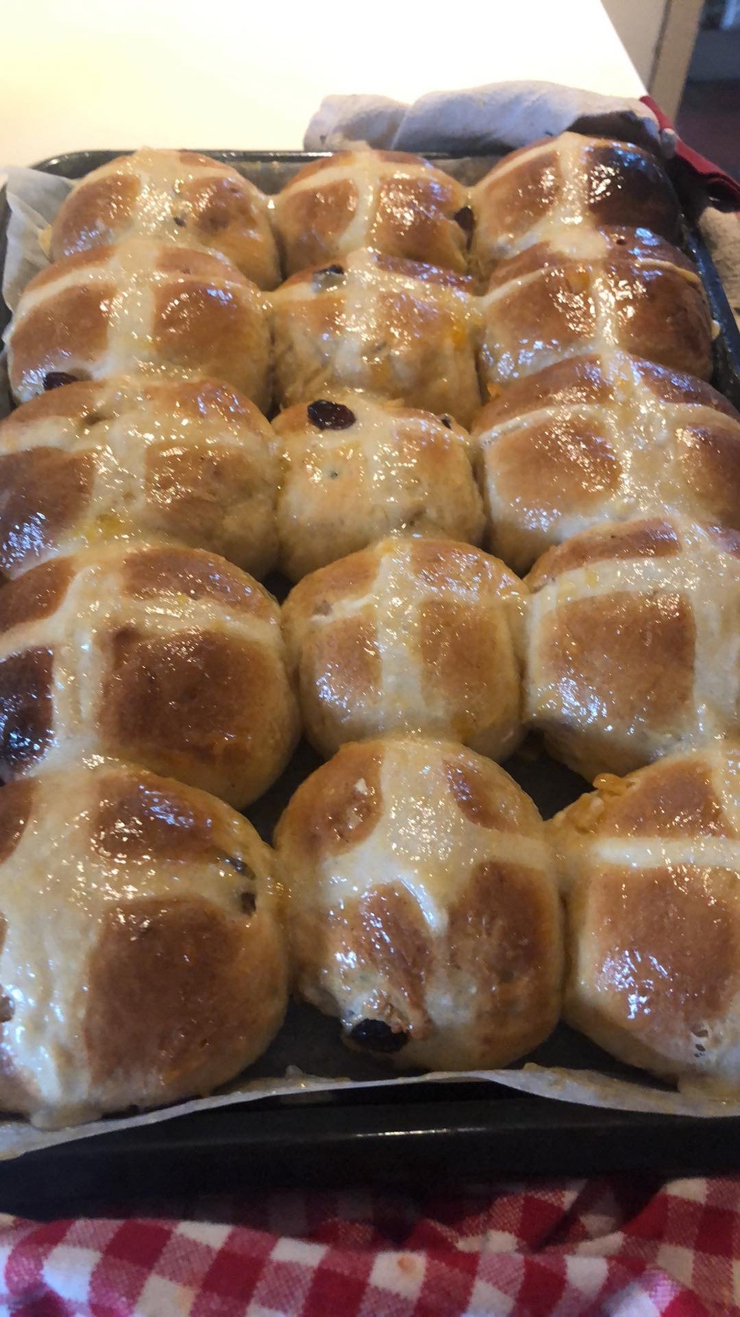 hot cross buns straight out of the oven at the old George