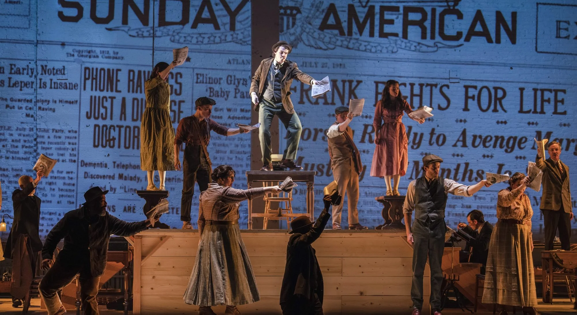 Jay Armstrong Johnson and the company of Parade