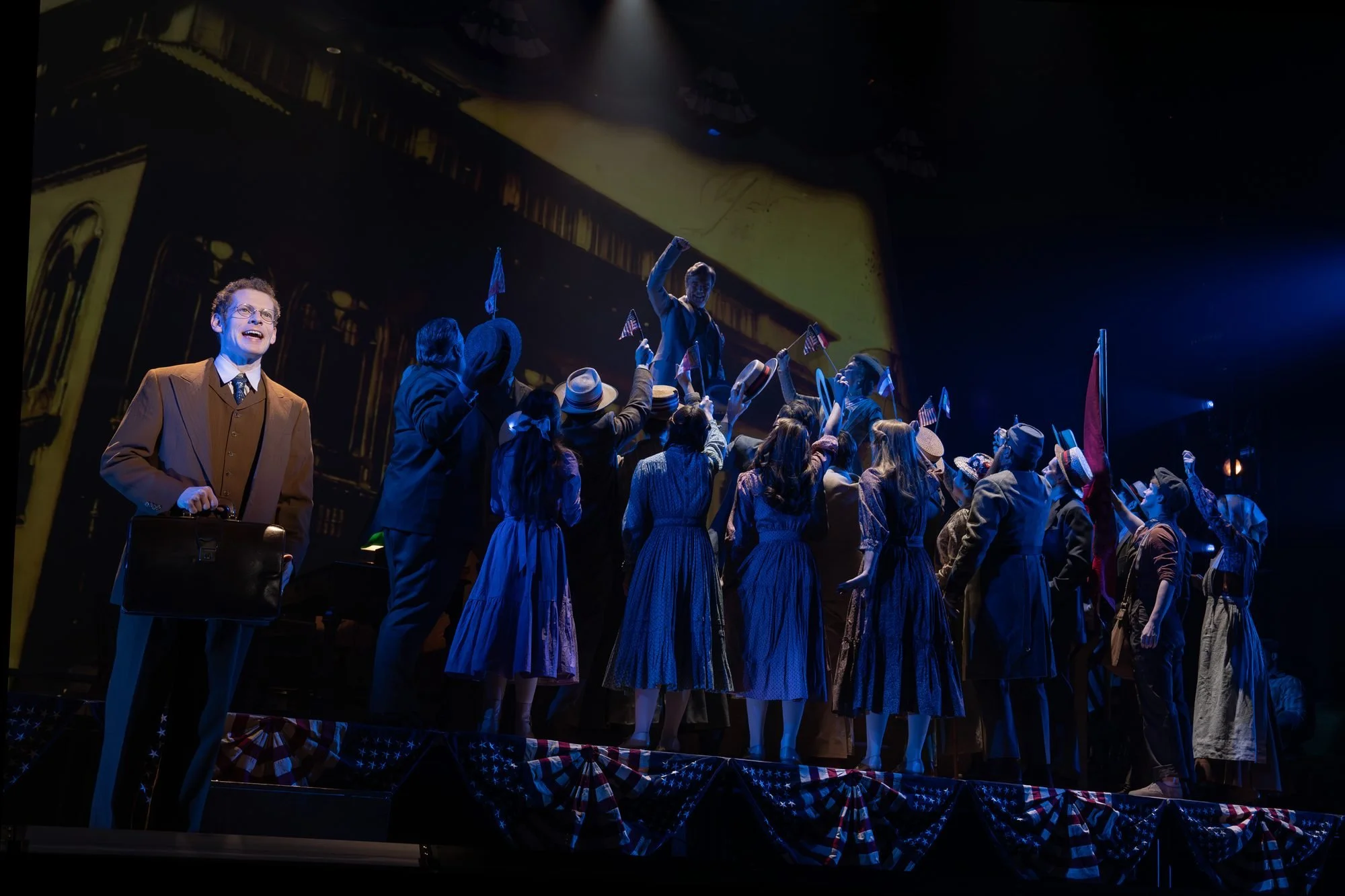 Max Chernin and the company of the Parade national tour
