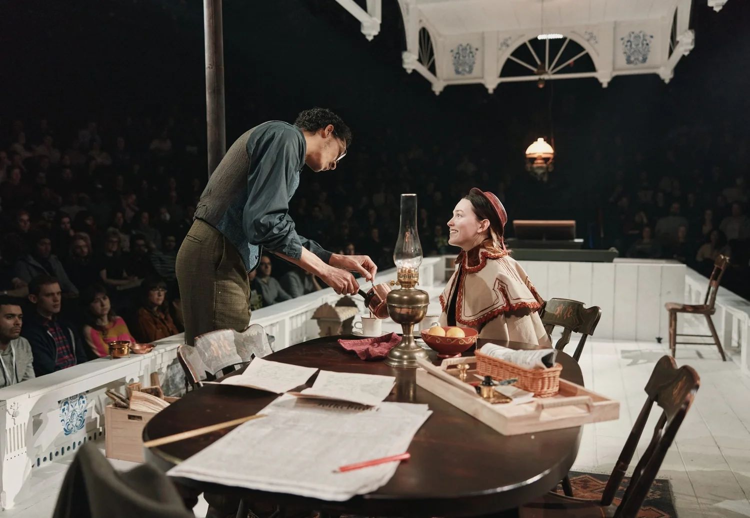 Caleb Eberhardt and Victoria Pedretti in An Enemy of the People