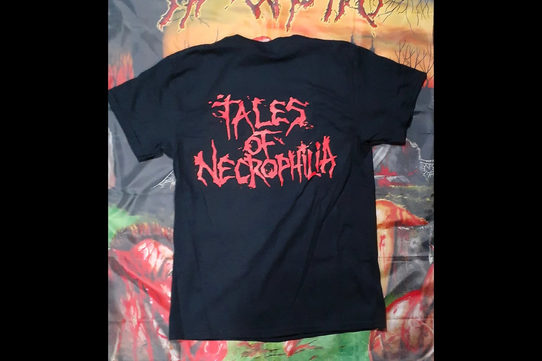 REGURGITATION - Tales of Necrophilia red logo T shirt BACK.jpg