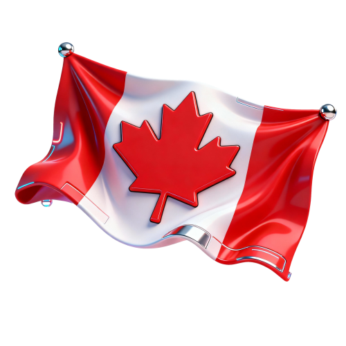 Drapeau du Canada en tissu avec une feuille d'érable rouge au centre.