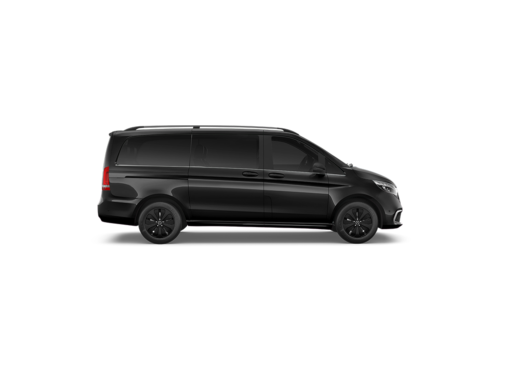 Black cargo van against a black background