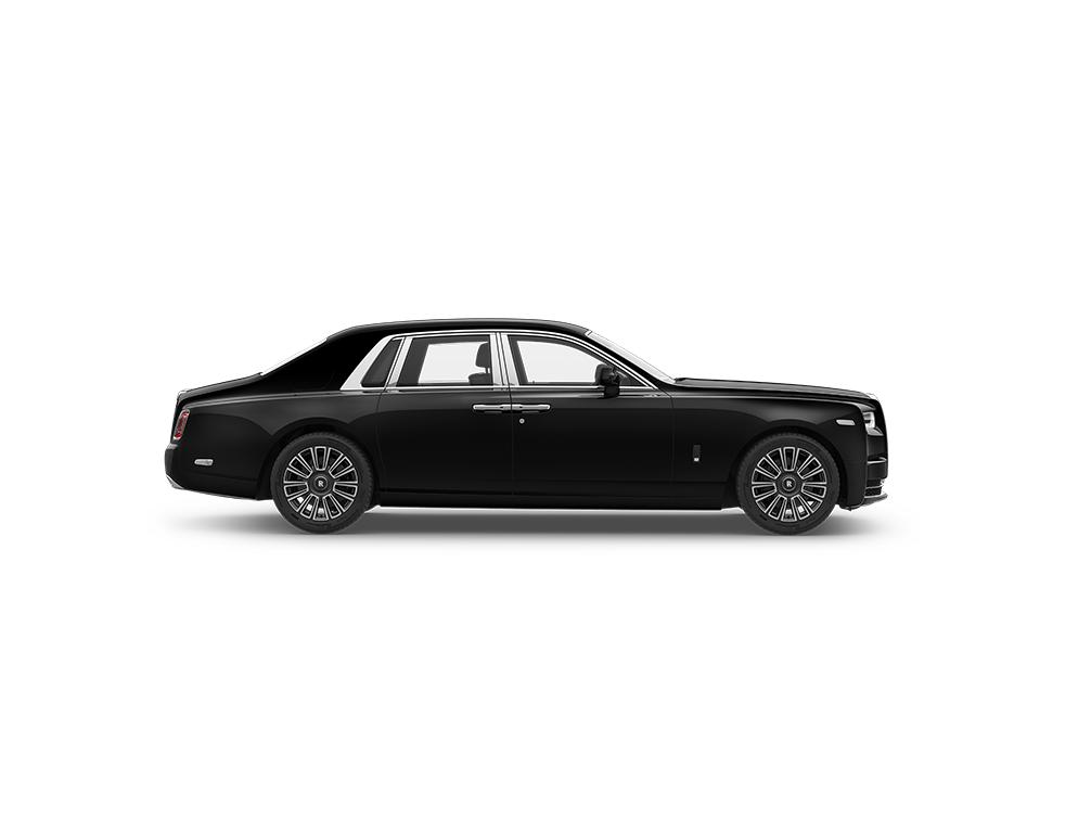 Side view of a black luxury sedan car.