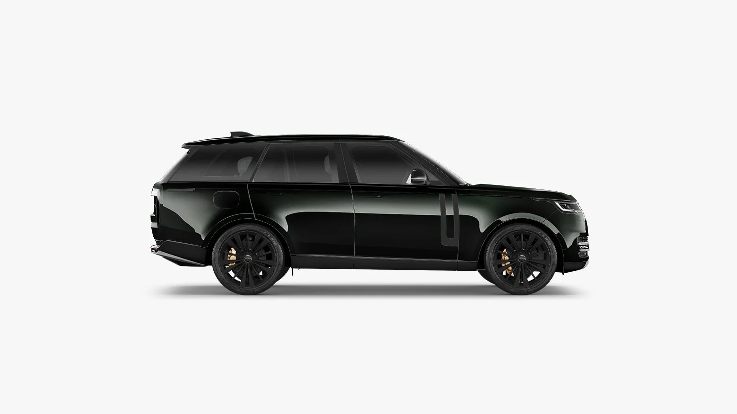 Black luxury SUV parked against a plain white background.