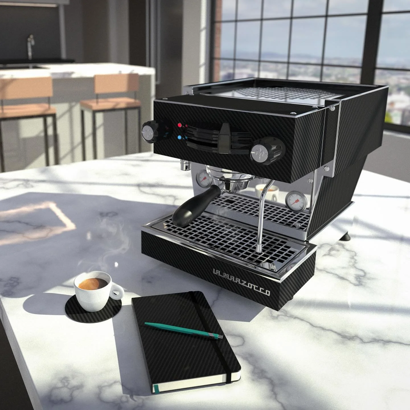 ☕️ Carbon Fibre clad @lamarzoccouk Linea Mini coffee machine! A fusion of advanced engineering and aesthetic design.⚡️#carbonfibre #carboncutuk #carbonfiber #coffee #lamarzocco @lamarzoccohomeuk @lamarzocco