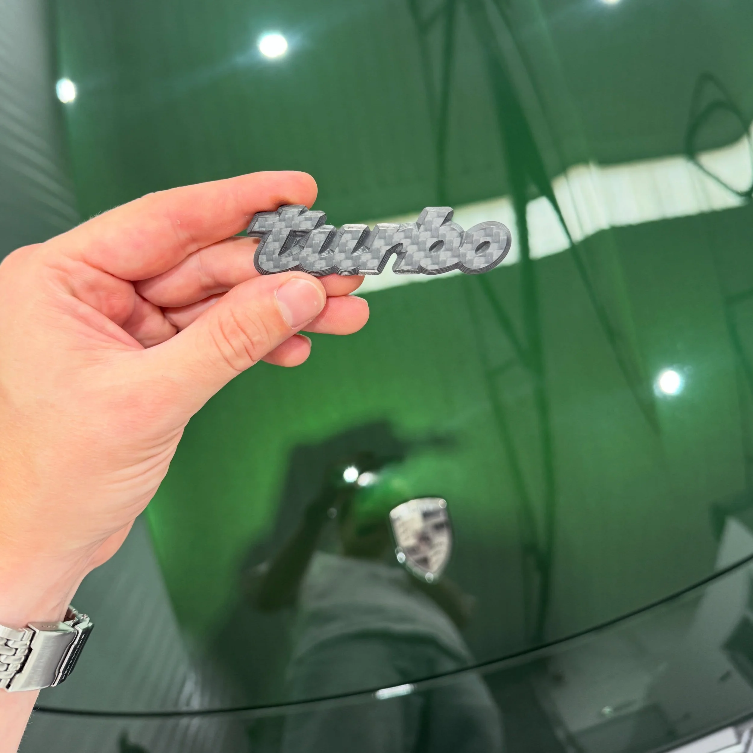 It TURBO time 🏁🐌 Bespoke Machined Carbon Fibre Emblems #carboncutuk