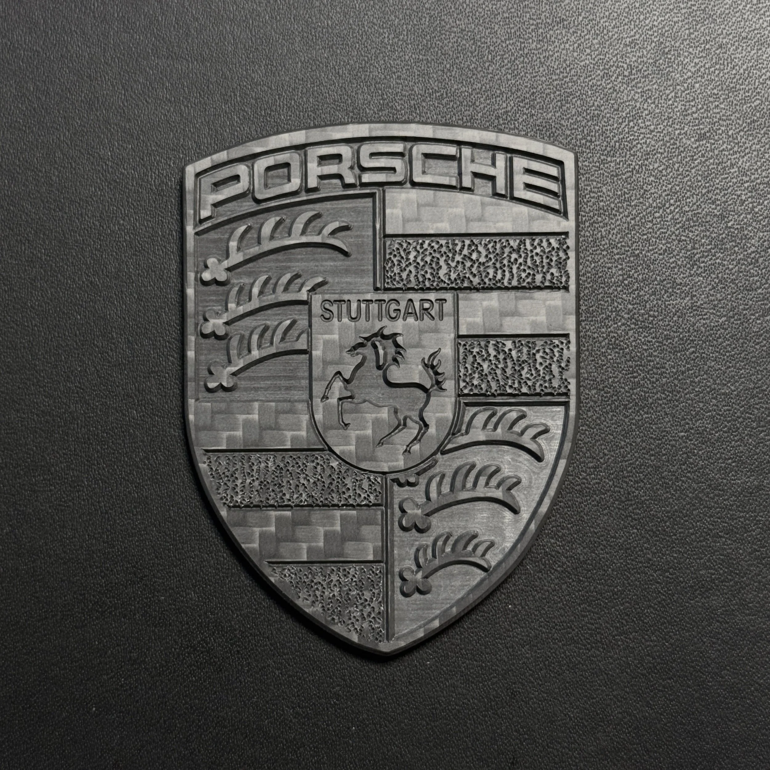 🏁Bespoke Automotive Emblems machined in Carbon Fibre! 🖤 #CarbonCutUK #carbonfibre #carbon #porsche porsche911 porscheclassic