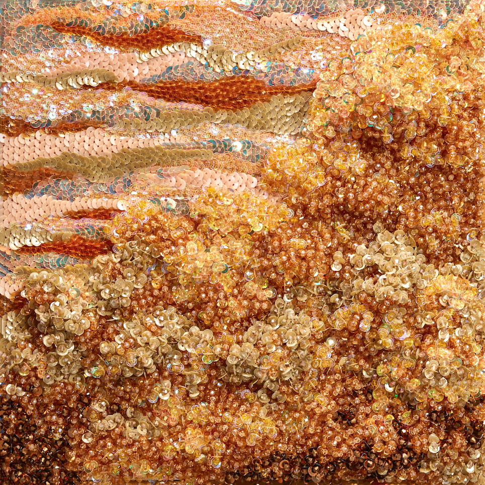 Clouds shine together (Vì mây cùng sáng), 2026, embellishment on canvas, 30 x 30 cm