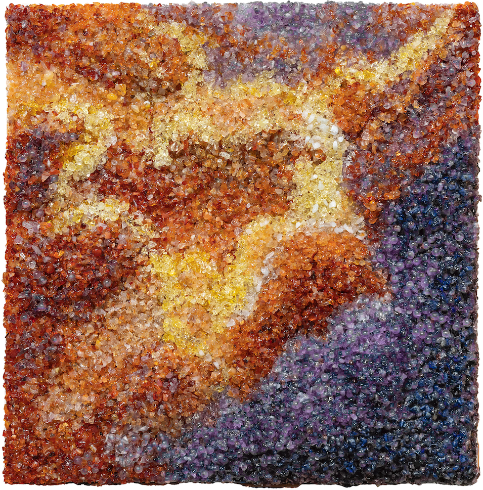 Another day of Sun (Một ngày nắng nữa), 2026, quartz, crystal on canvas, 30 x 30 cm