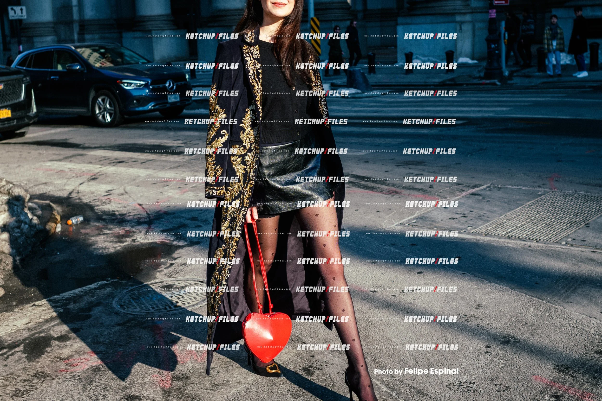 Street Style Photo of Guest at the Alice + Olivia FW26 New York Fashion Week Show