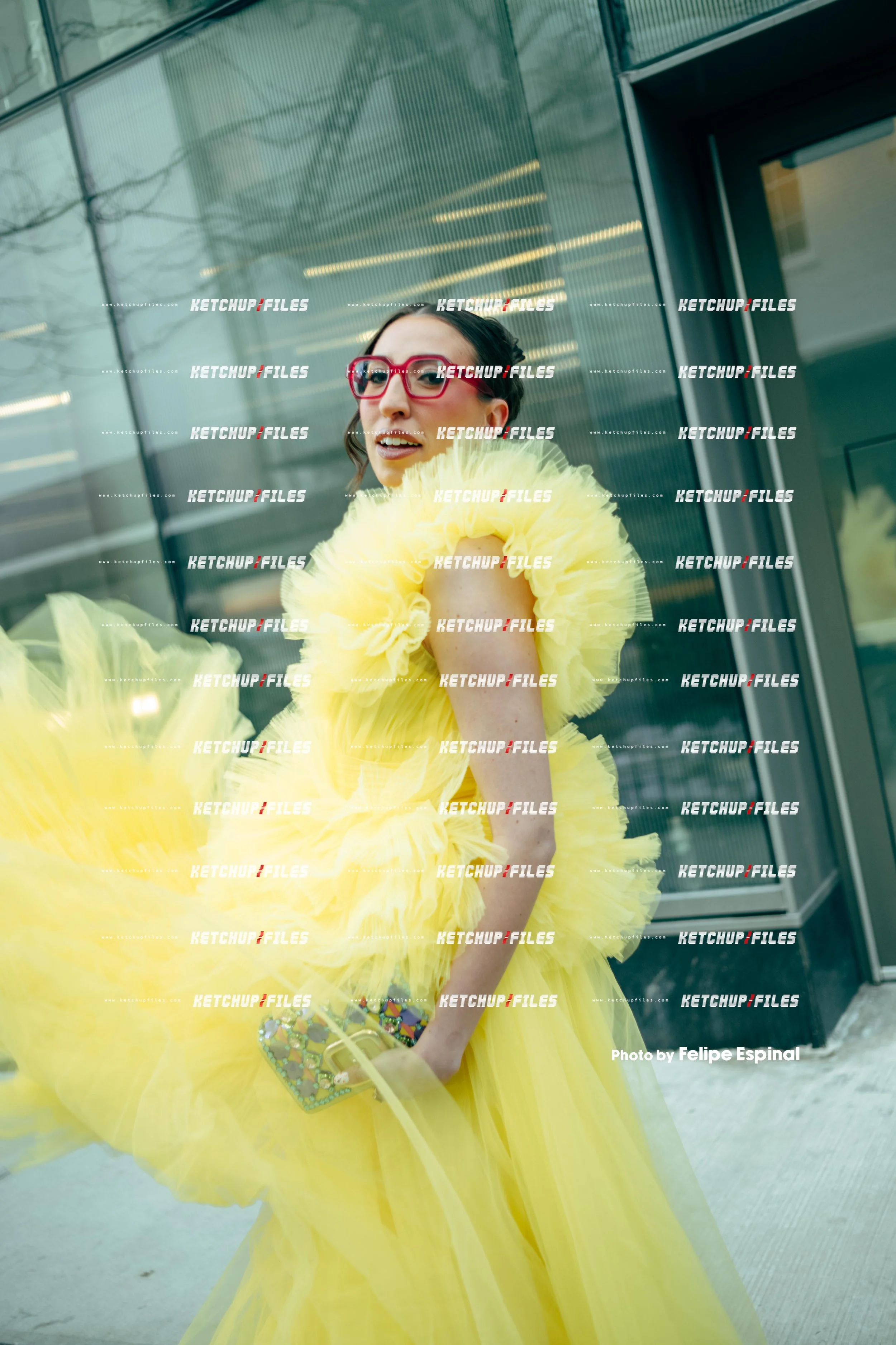Street Style Photo of Caroline Vazzana at the Christian Siriano FW26 New York Fashion Week Show