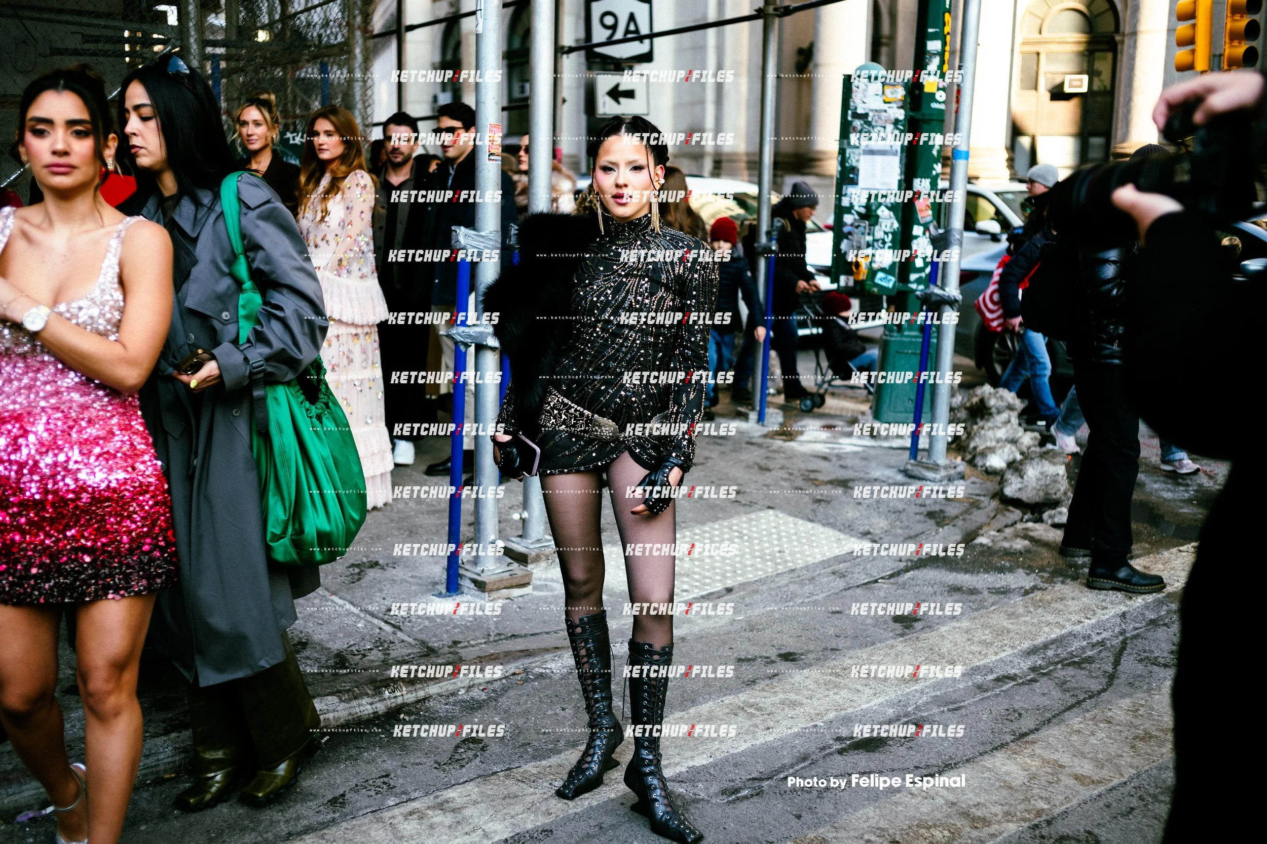 Street Style Photo of Guest at the Alice + Olivia FW26 New York Fashion Week Show