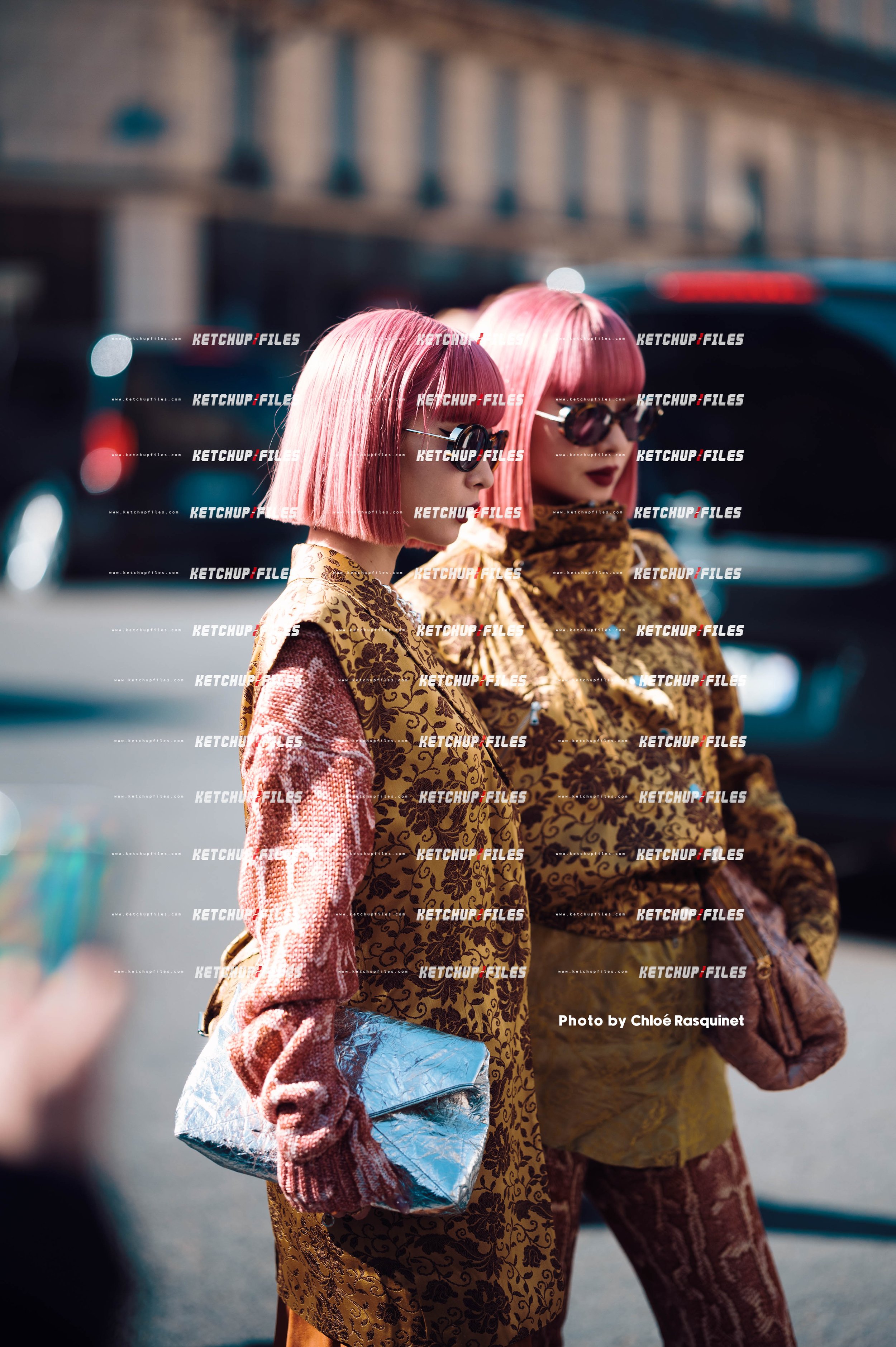 Street Style Photo of Aya & Ami at Dries Van Noten FW25 Show Paris Fashion Week Fall Winter 2025
