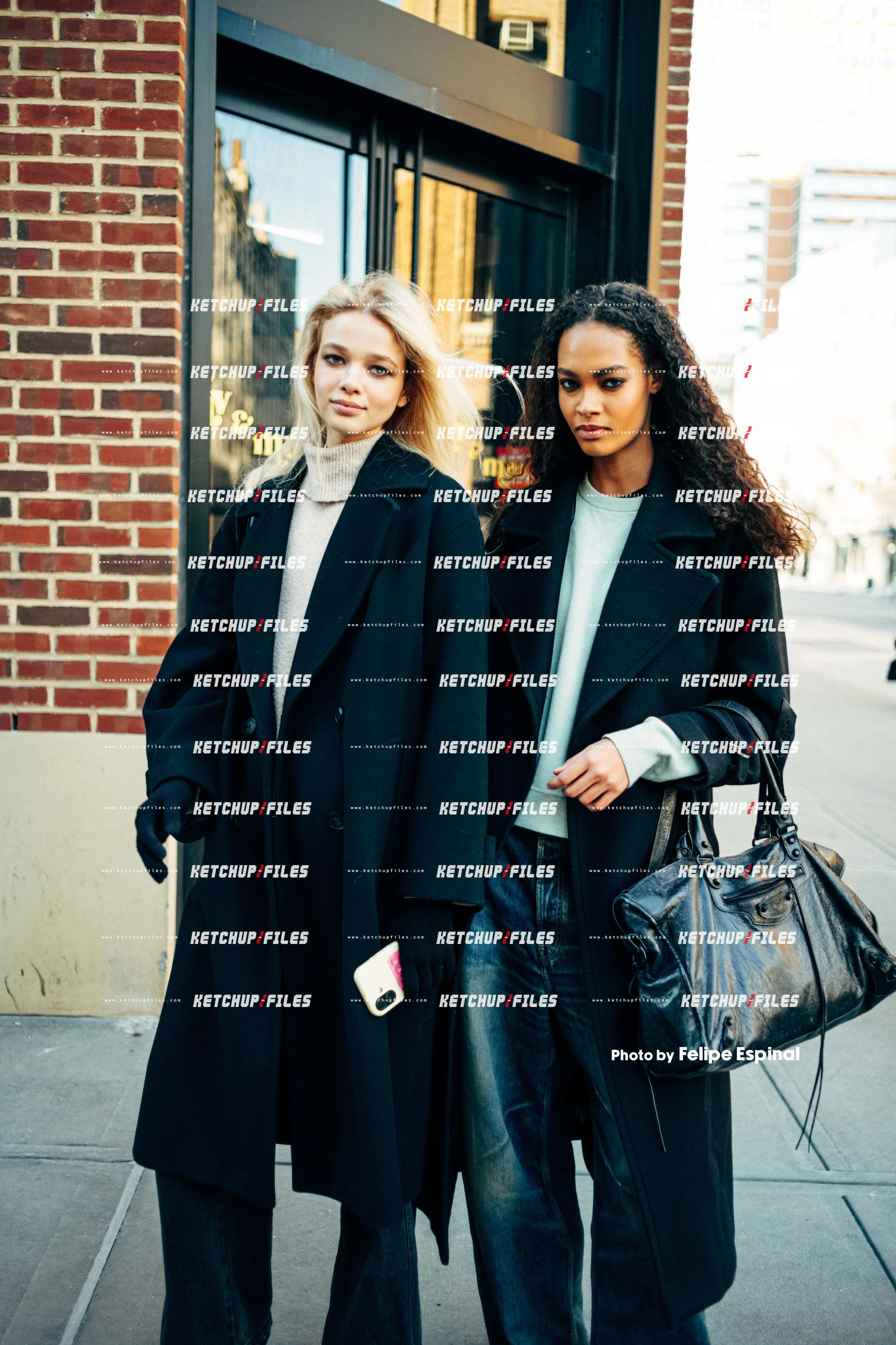 Street Style Photo of Lais Garcia and Iasmin Reis at the 7 For All Mankind FW26 New York Fashion Week Show