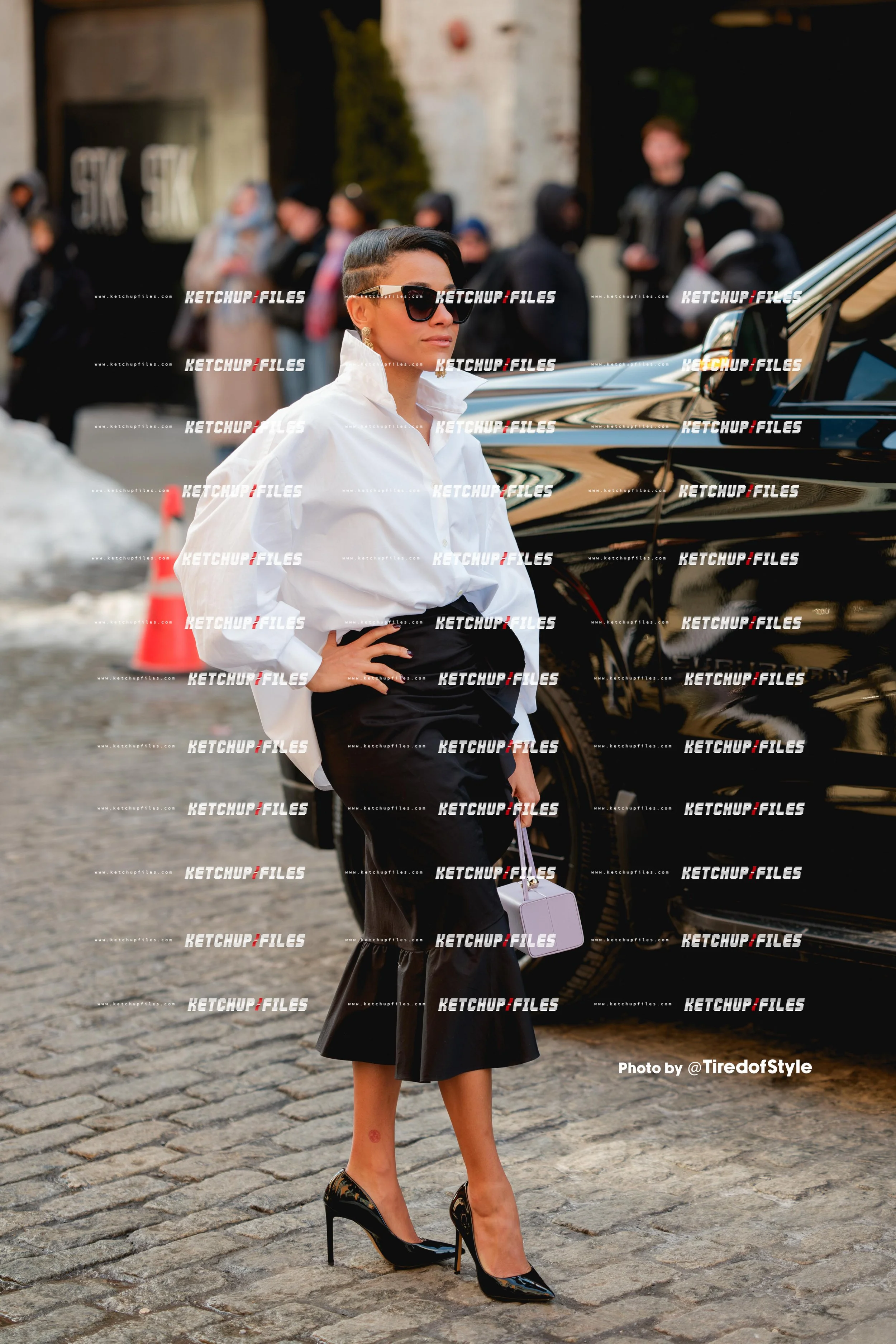 Street Style Photo of Ariana DeBose at the Carolina Herrera  FW26 New York Fashion Week Show