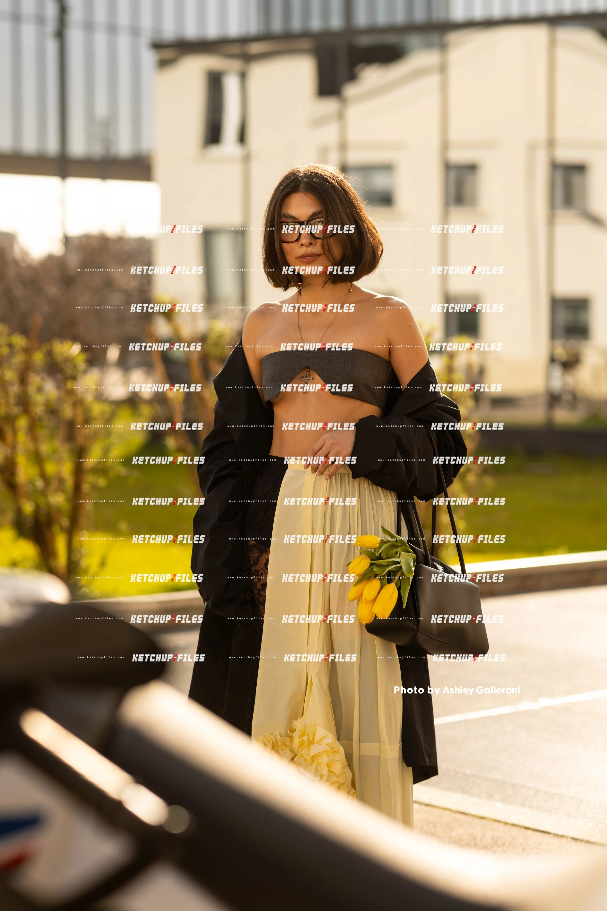 Street Style Photo of Fer Millán Delaroière at the Prada FW26 Milan Fashion Week Show