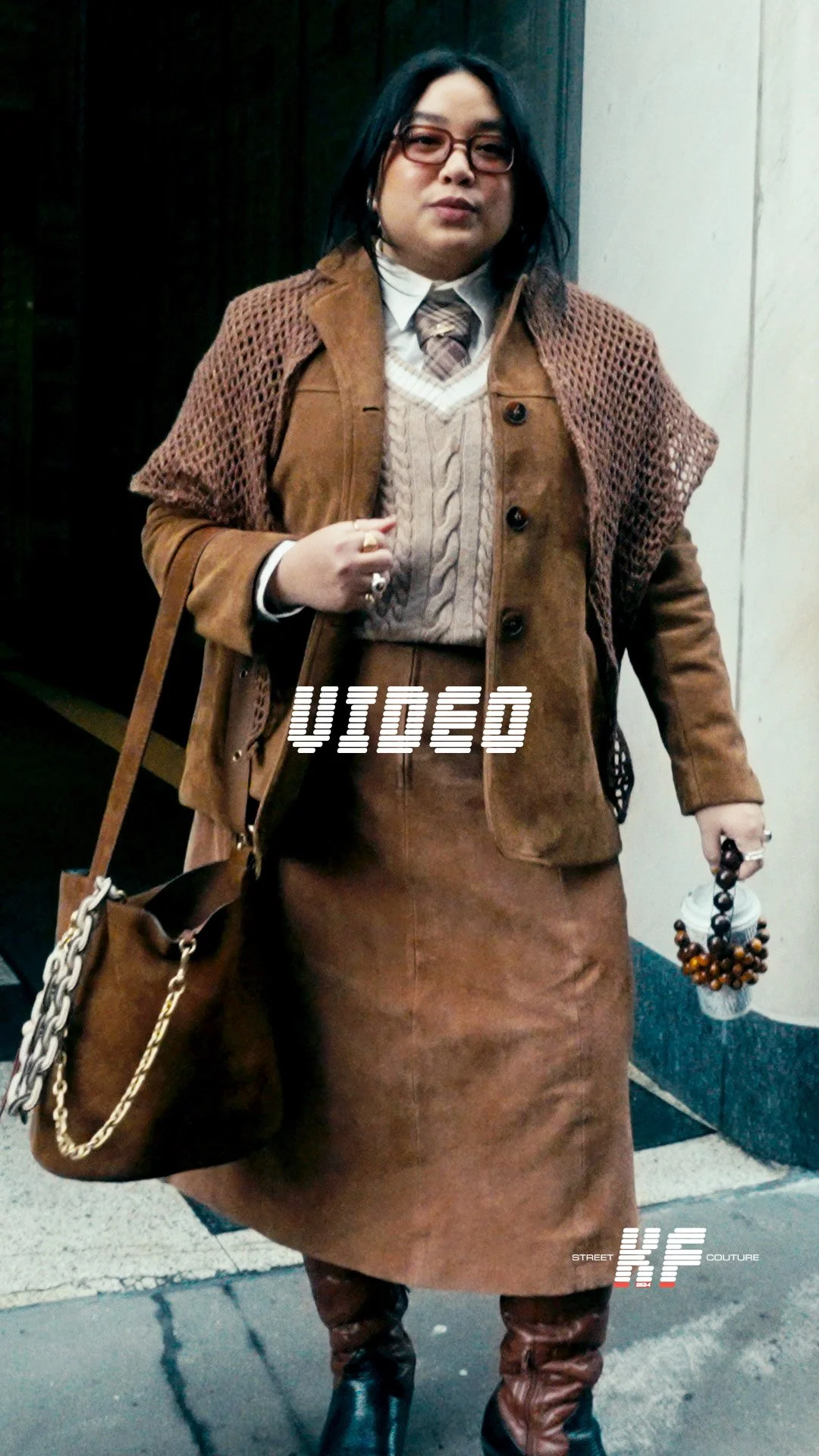 Street Style Video of Kristin Corpuz at the Coach FW26 New York Fashion Week Show