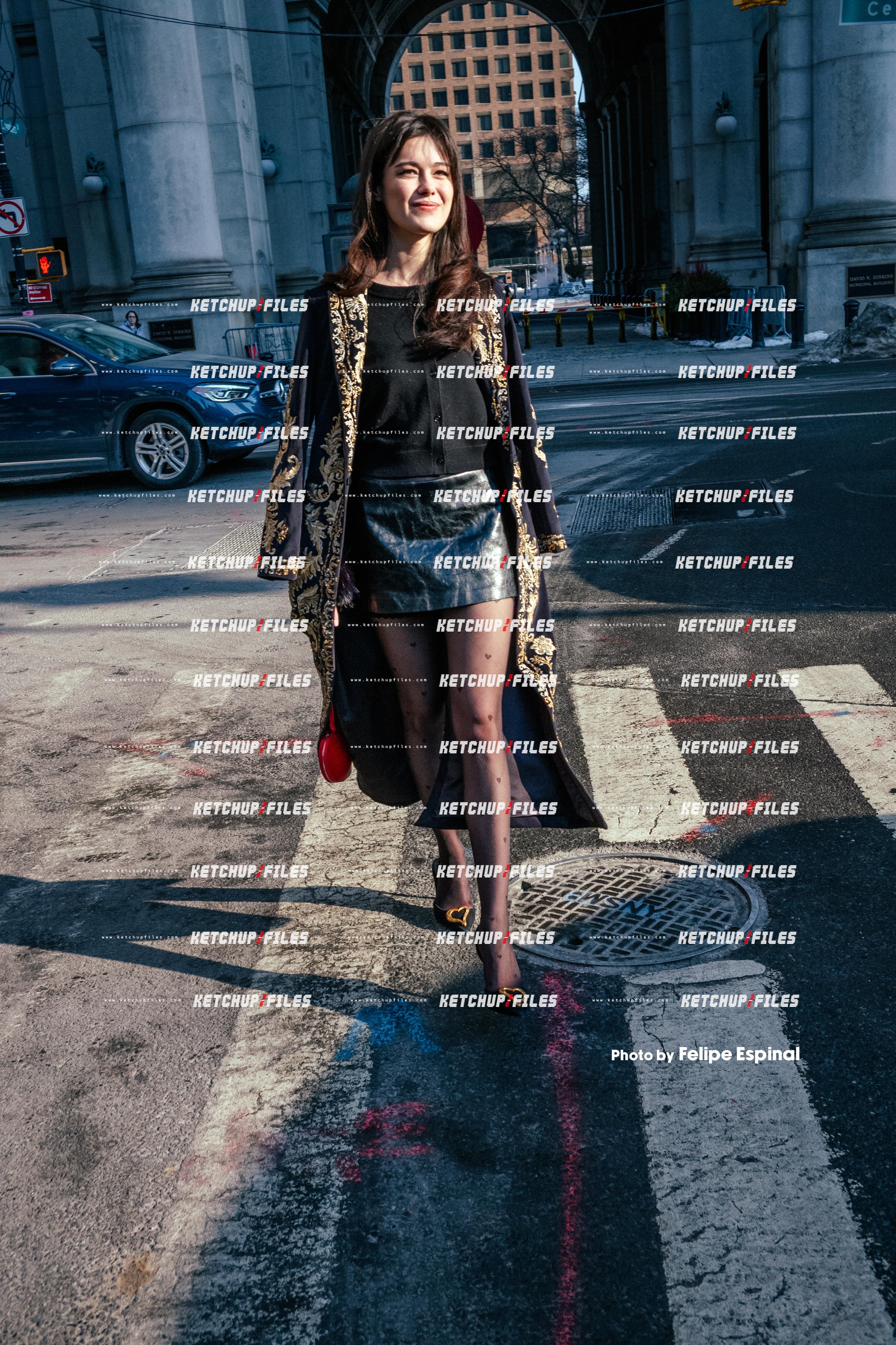 Street Style Photo of Guest at the Alice + Olivia FW26 New York Fashion Week Show