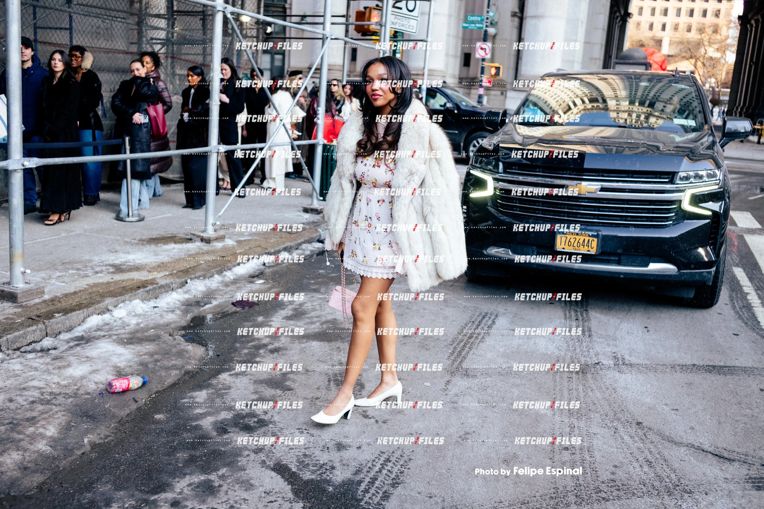 Street Style Photo of Guest at the Alice + Olivia FW26 New York Fashion Week Show