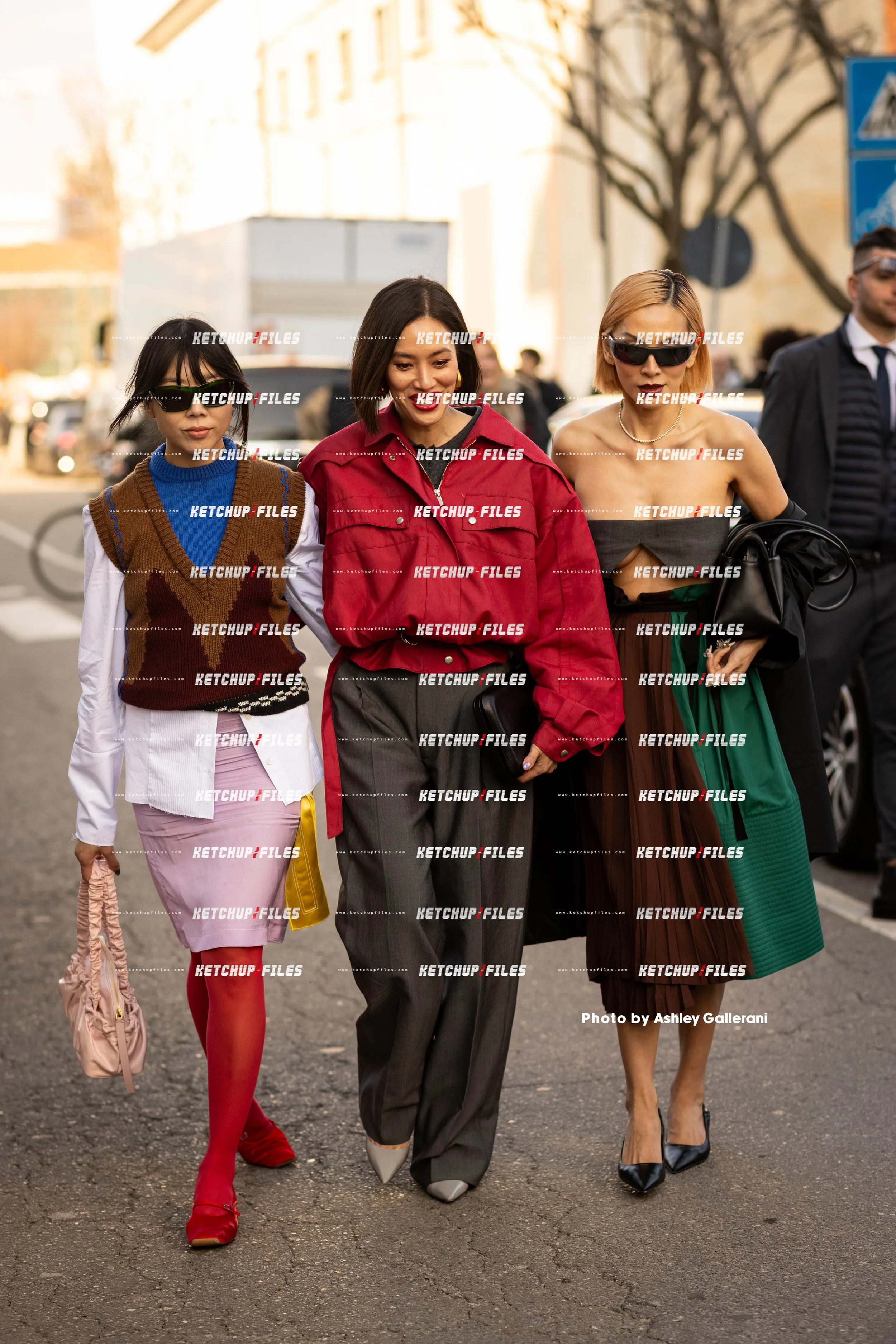 Street Style Photo of Tiffany Hsu and Guests at the Prada FW26 Milan Fashion Week Show