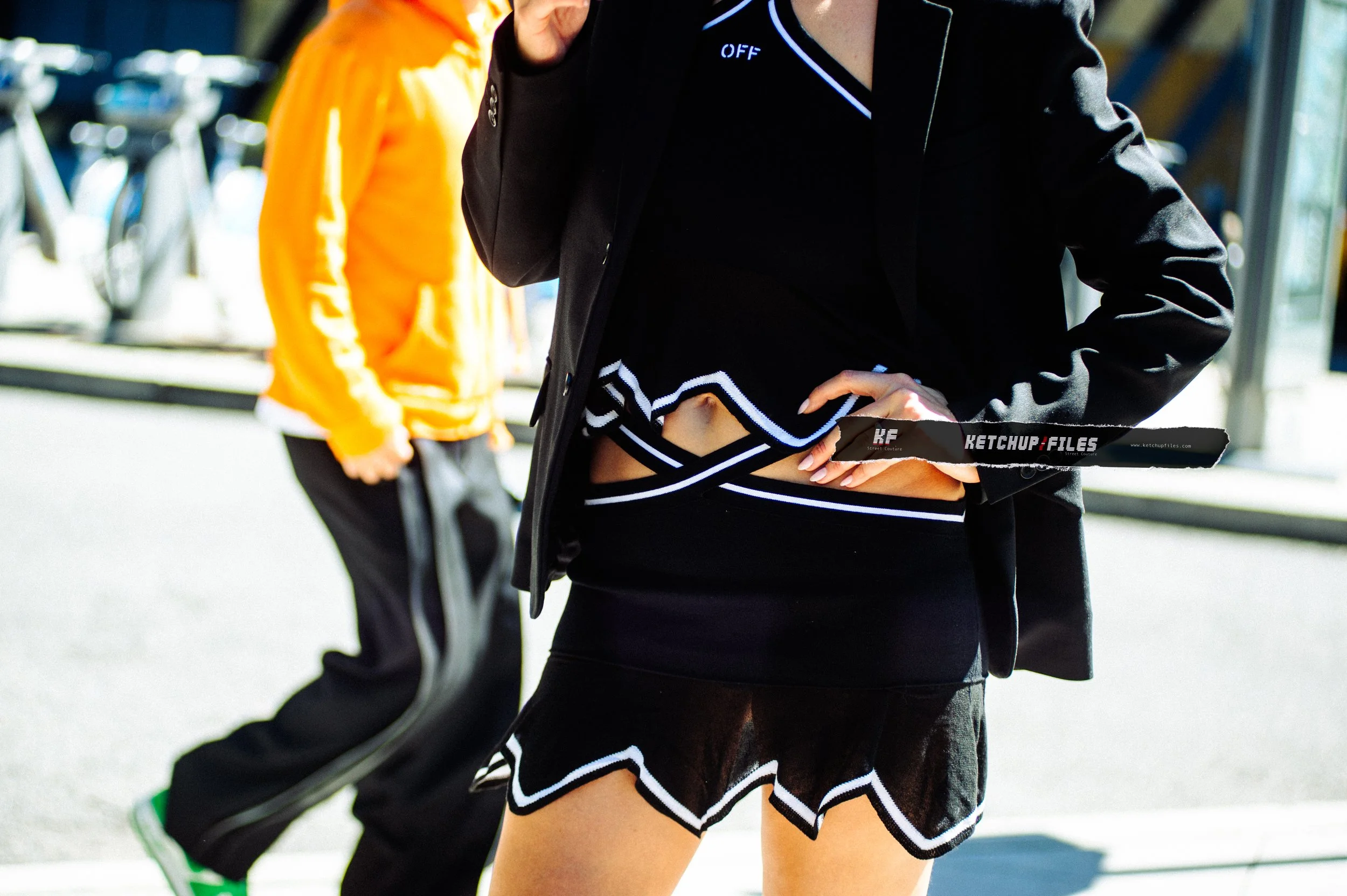 Street style of Toni Garrn at the Off White SS25 Show New York Fashion Week 2024