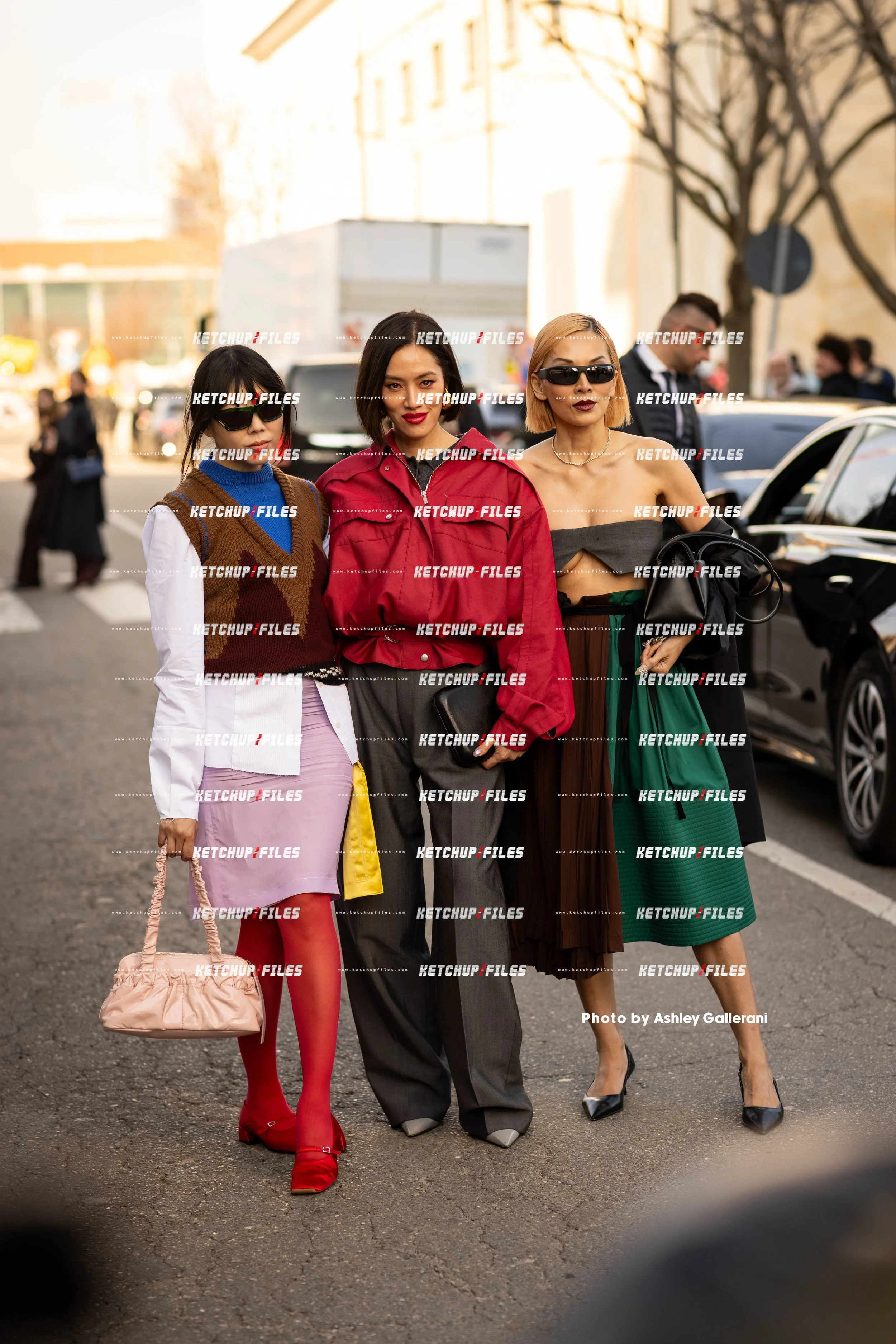 Street Style Photo of Tiffany Hsu and Guests at the Prada FW26 Milan Fashion Week Show