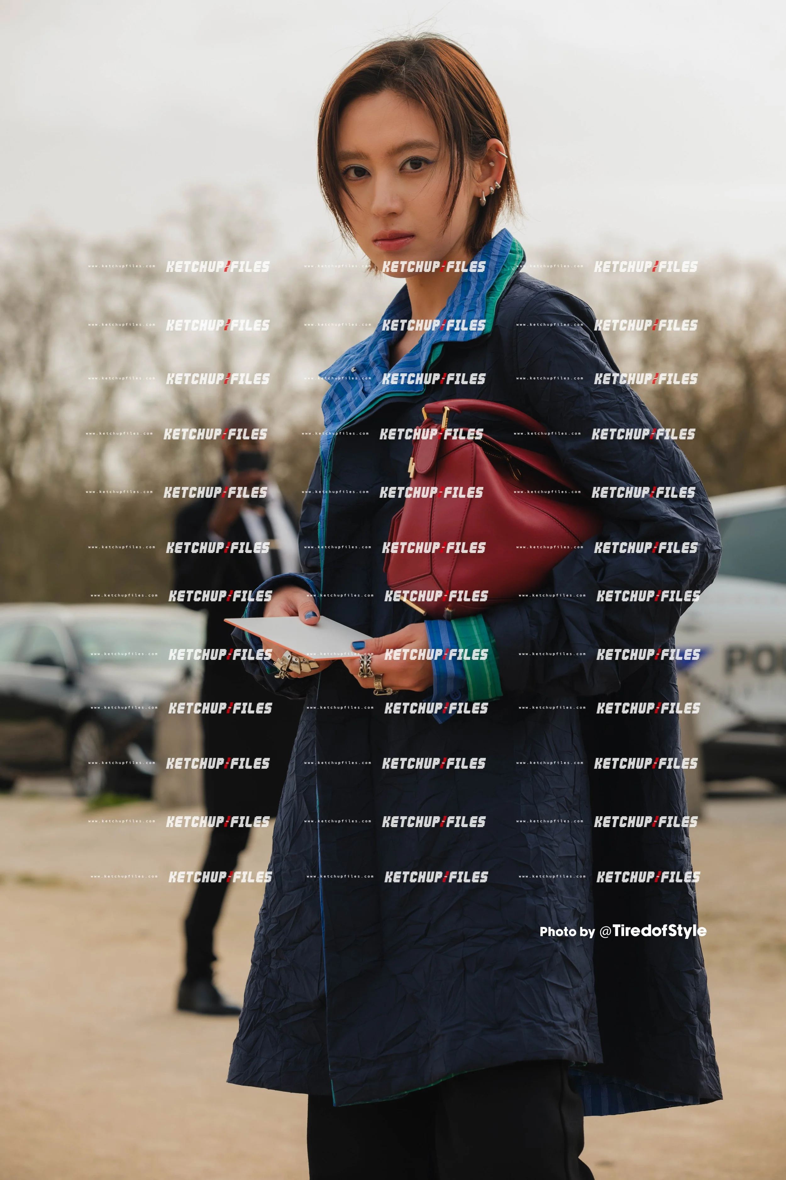 Street Style Editorial photo from  Loewe AW26 at Paris Fashion Week 2026