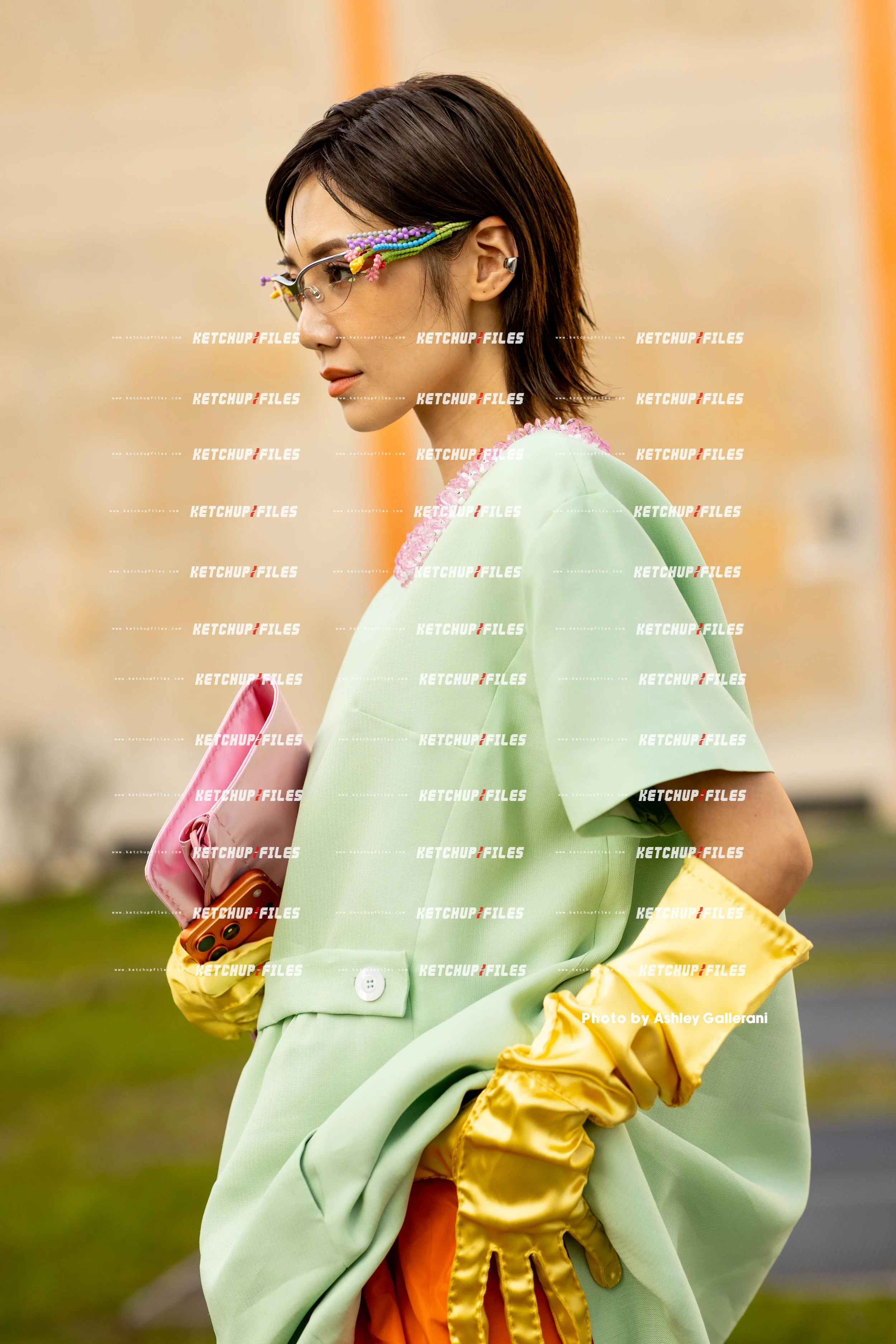 Street Style Photo of Elva Ni at the Prada FW26 Milan Fashion Week Show