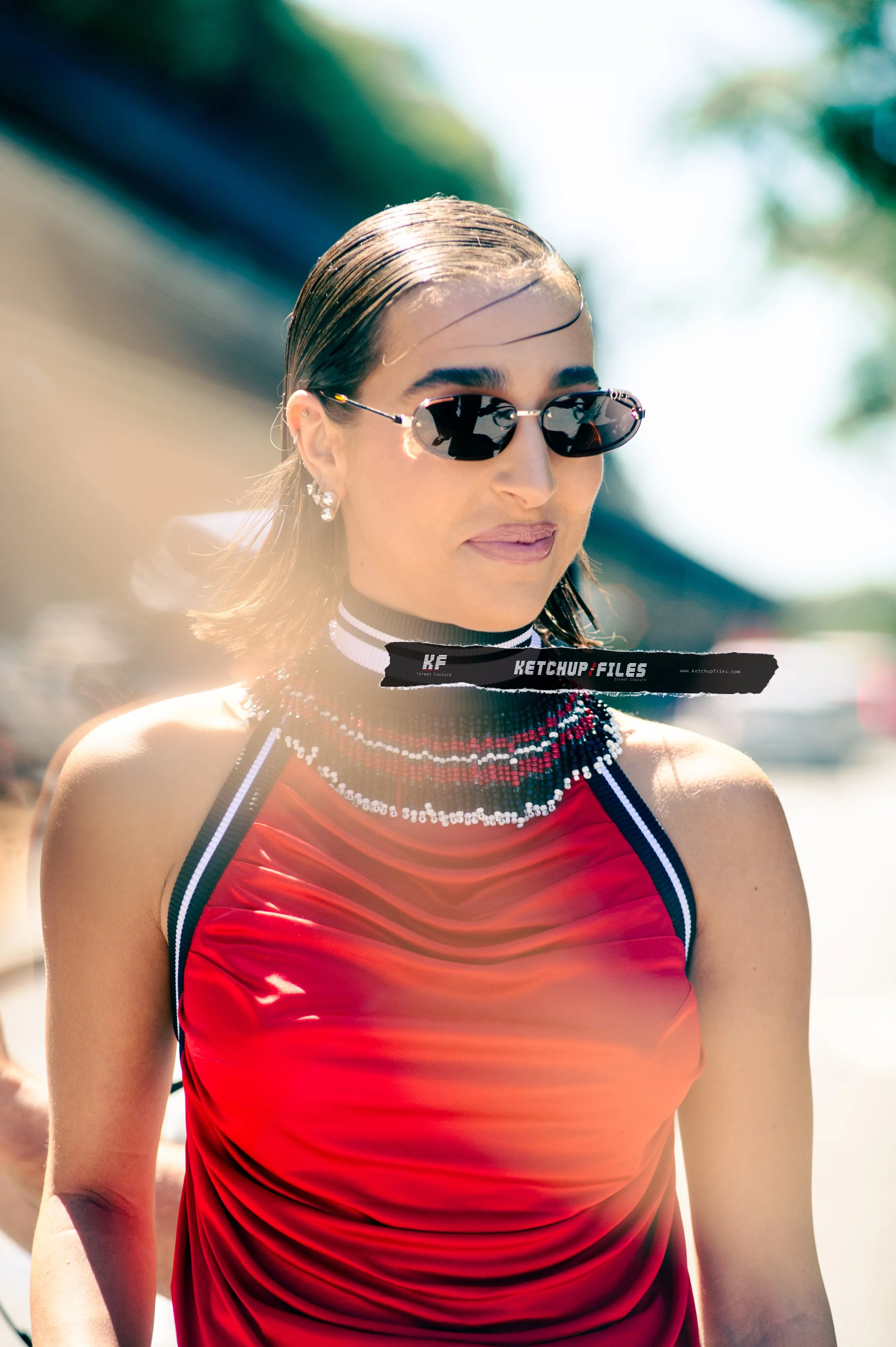 Street style of Ginevra Mavilla at the Off White SS25 Show New York Fashion Week 2024