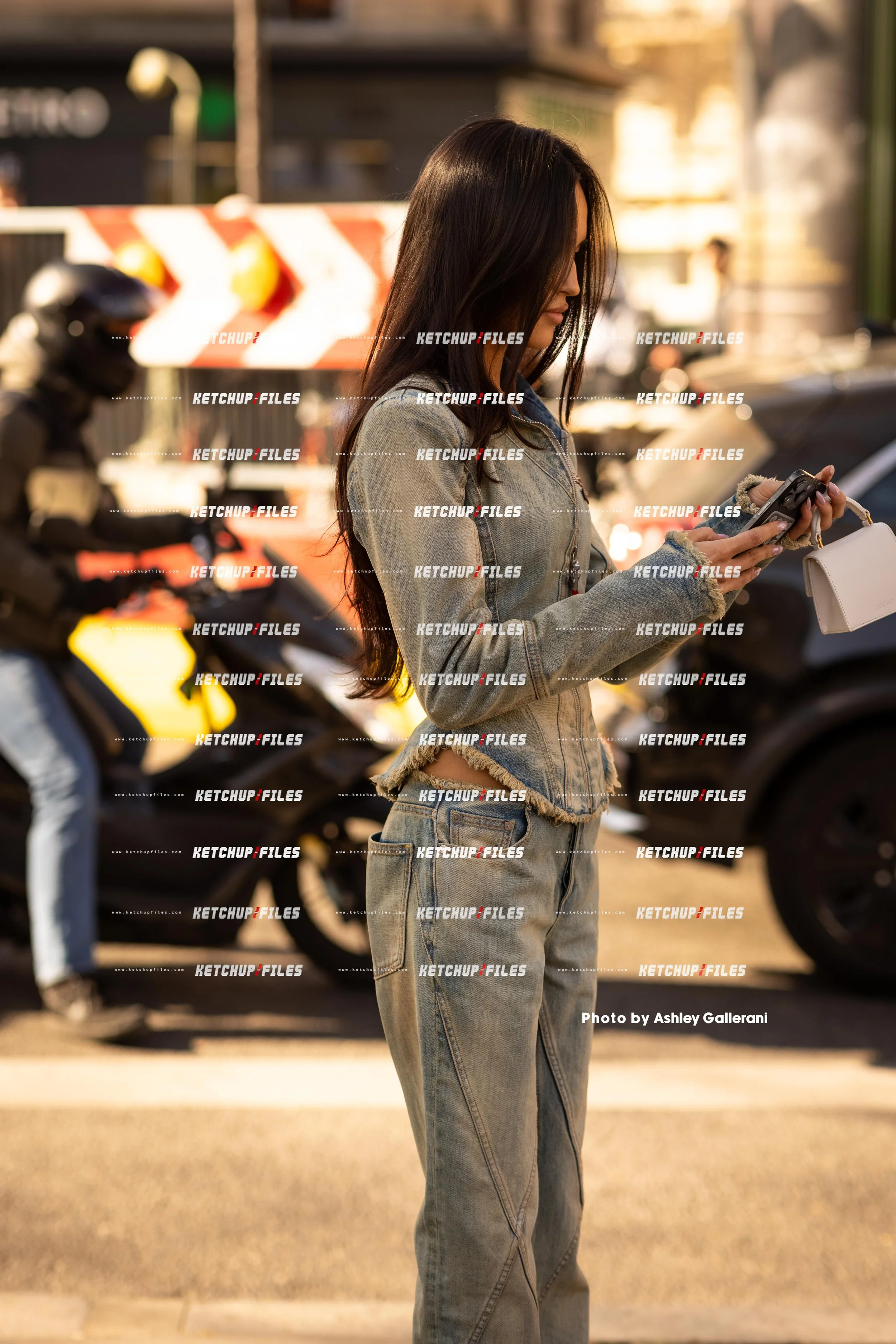 Street Style Photo of Amalie Bladt at Off-White FW25 Show Paris Fashion Week Fall Winter 2025