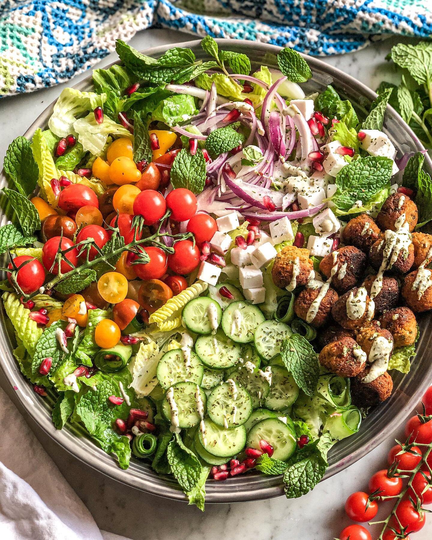 I was told that I am not posting enough salad recipes. So here you go. 😂
Few of my favorite salad recipes from the past few years.  Which one is your vibe? 
1. Mediterranean Falafel Salad 
2. Grilled Corn and Chickpea Salad
3. Arugula Salad with tof