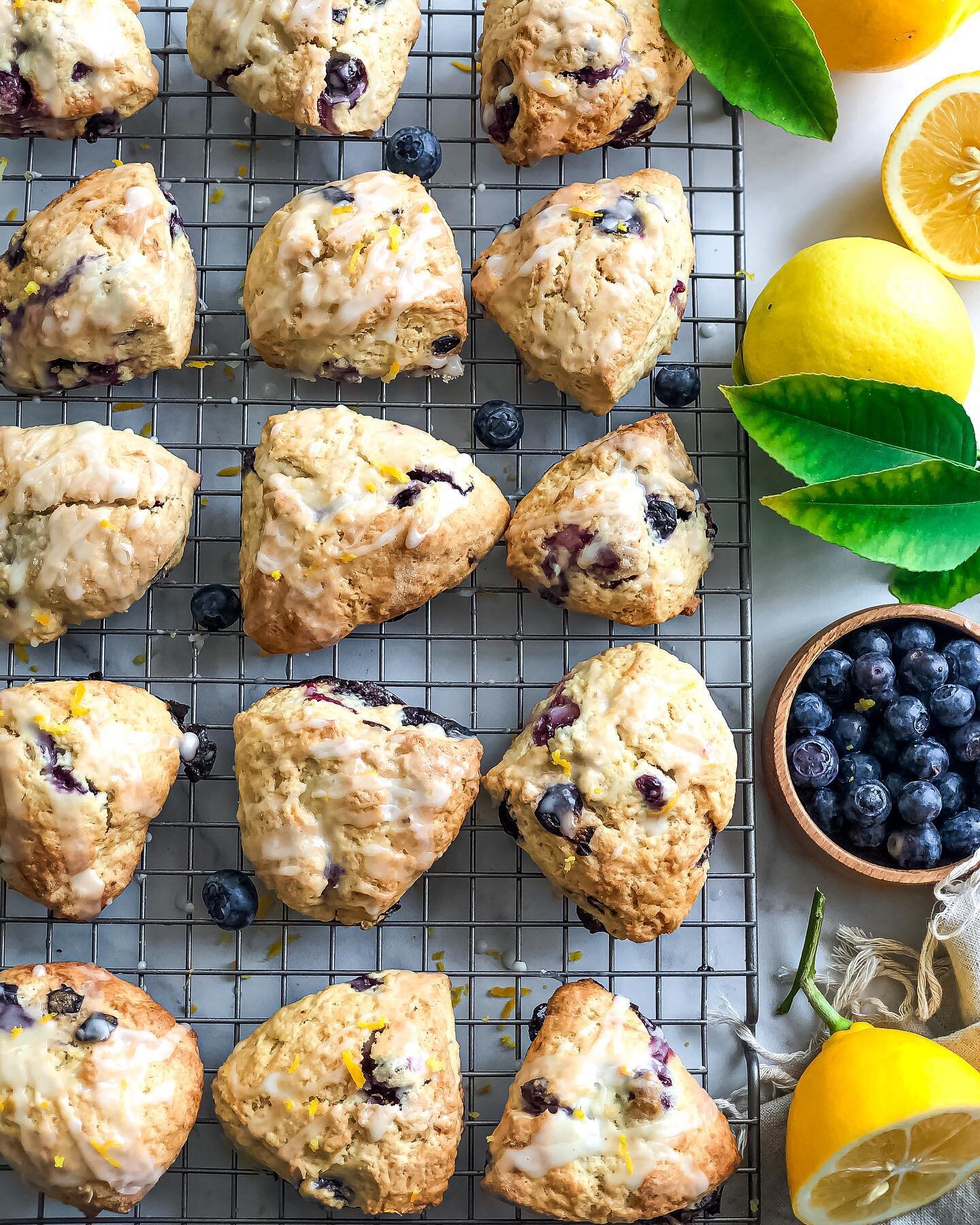 These Lemon Blueberry Scones are one of the best I have ever made and it&rsquo;s one of the most downloaded recipes on my blog. 
These scones are soft and moist in the center, filled with juicy blueberries and every bite bursts with lemony goodness. 