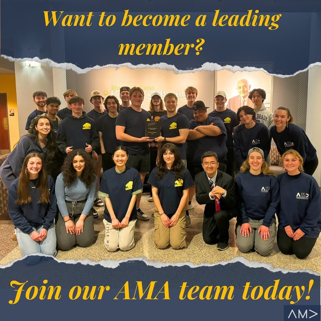 Happy Friday AMAers ✨

Do you want to boost your resume and be a leading member for AMA!? Then apply now for our open VP roles and president application! But hurry because the application will close this Sunday at 11:59 pm! 🗓️✏️

Find the link to th
