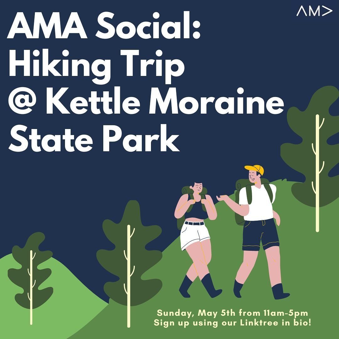 Happy Monday AMAers!!🥾🌲😁

Join us this Sunday to go hiking at Kettle Moraine State Park!! We will carpool there and meet at Lubar Circle to leave at 11am!! 

Click the Linktree in our bio to sign up!💫