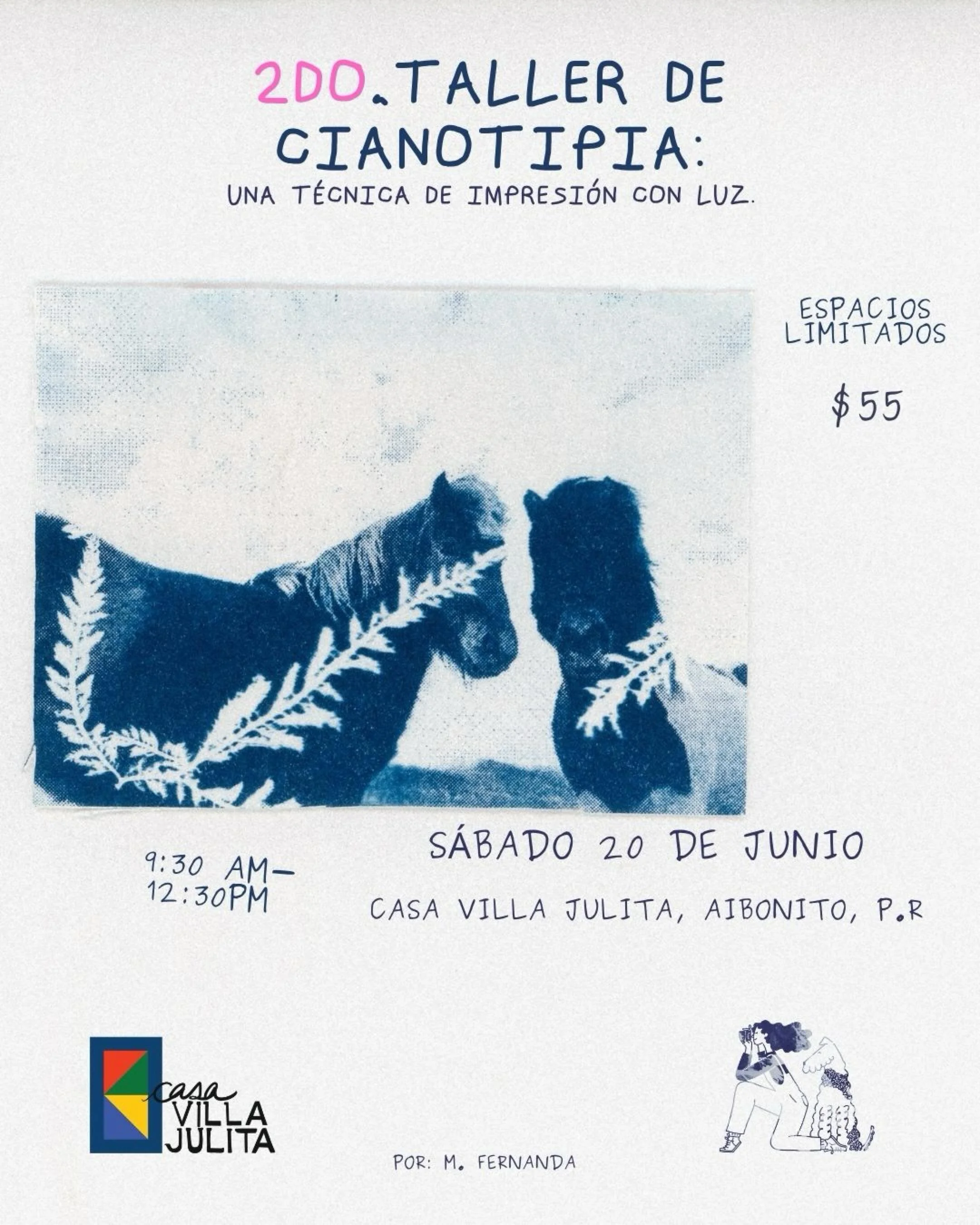 Aqu&iacute; la fecha para el 2do taller de Cianotipia b&aacute;sica que ofrecer&eacute; en Villa Julita, este taller ser&aacute; dirigido a la creatividad y exploraci&oacute;n por lo que no se necesita experiencia previa. 💙

Esta t&eacute;cnica es u