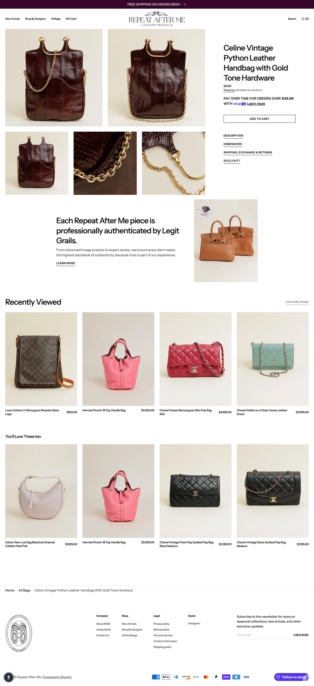 screencapture-repeataftermeluxuryresale-products-celine-brown-python-leather-handbag-with-gold-tone-hardware-2026-05-13-15_51_42.webp