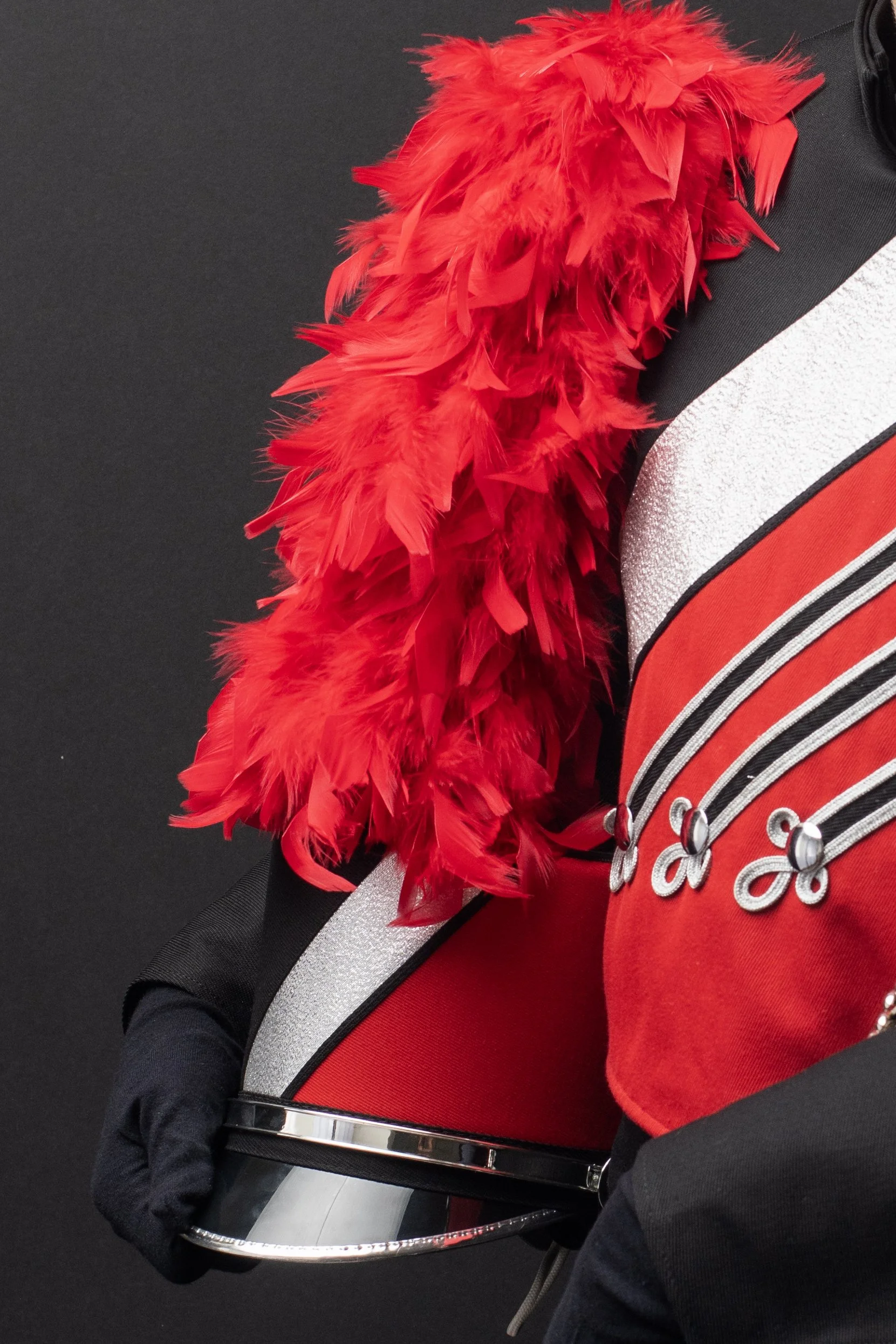 Shako with red feather and black brim