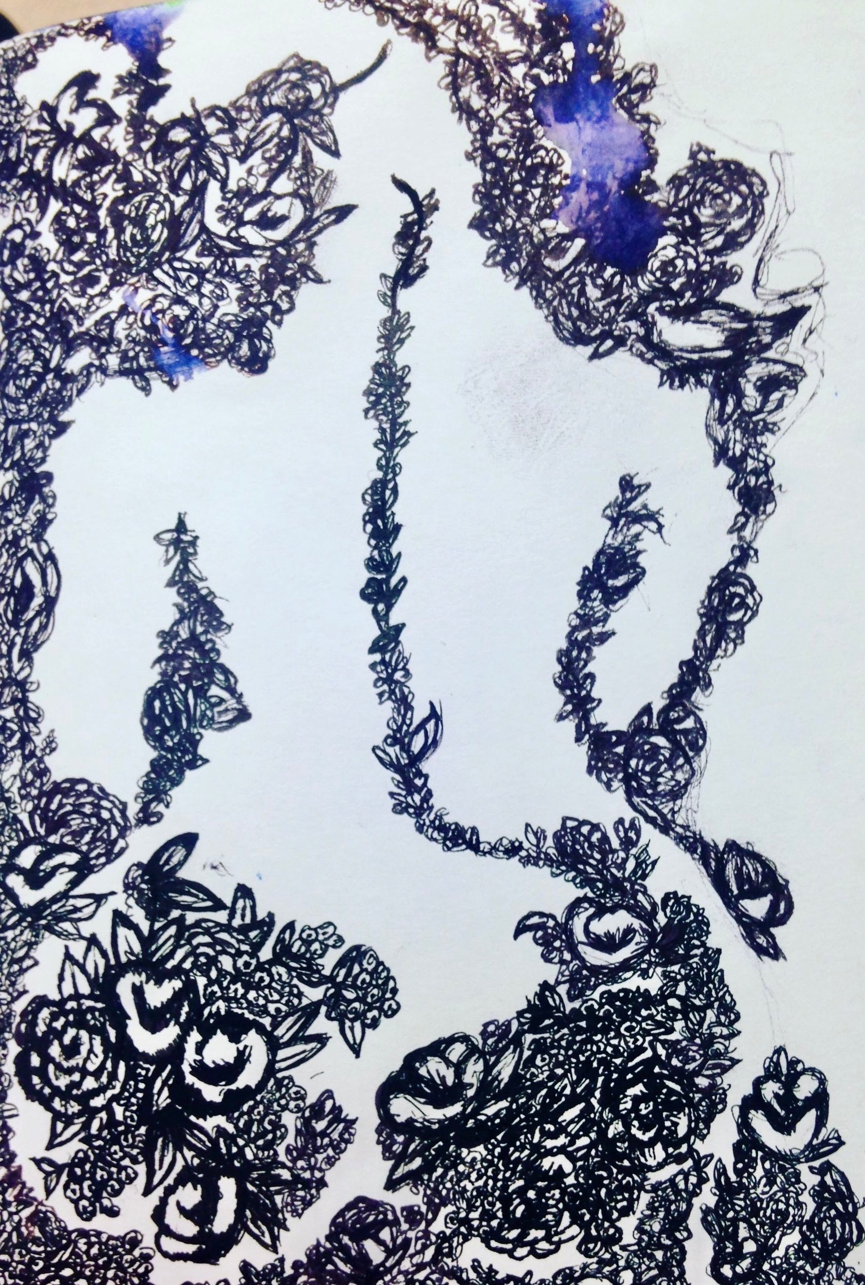 "Goddess Bath," 2015, pen on paper