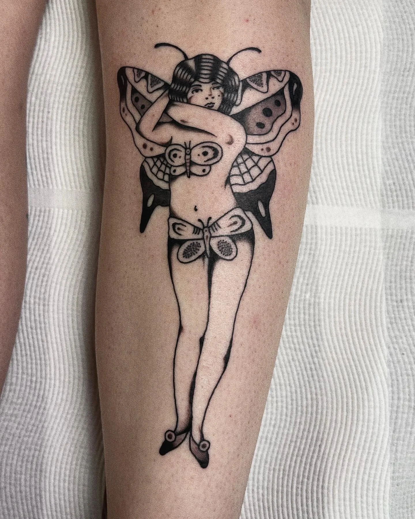Corday inspired butterfly girl.  Thanks for always picking the rad ones, Amber!  Made at @oldsoultattoostudio 🖤