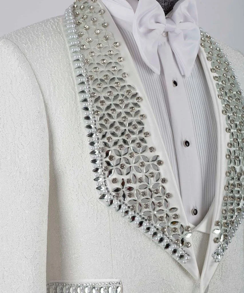 White Angel Jeweled Lapel Special Design — Honaj Couture