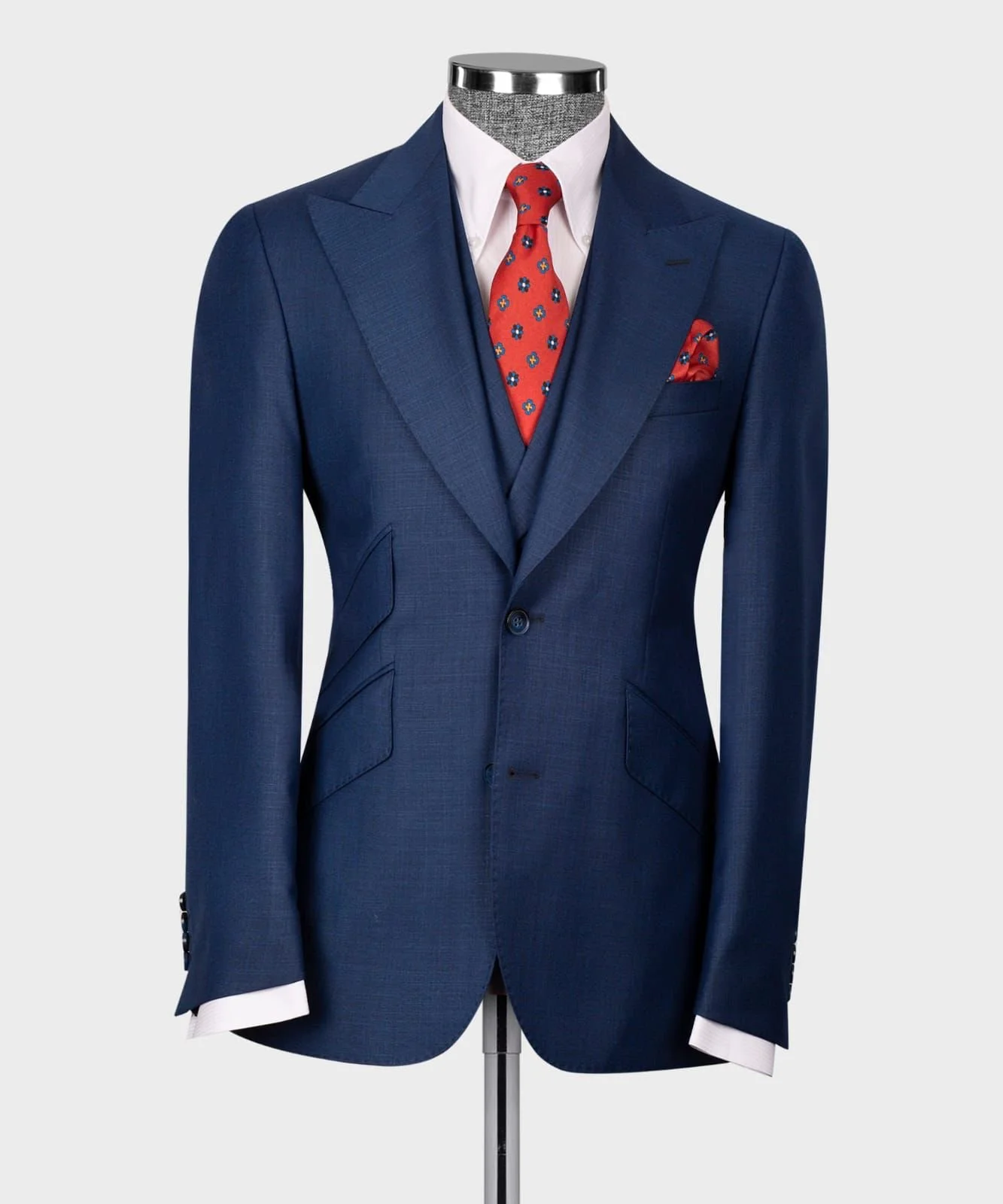 fitted lace wedding dress Chelsea Solid Navy 2-Piece Suit  Martin Greenfield Clothiers