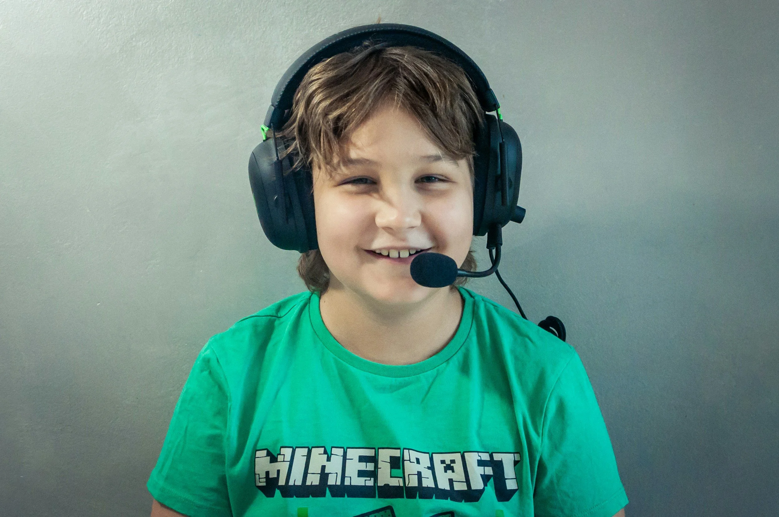 Boy playing minecraft